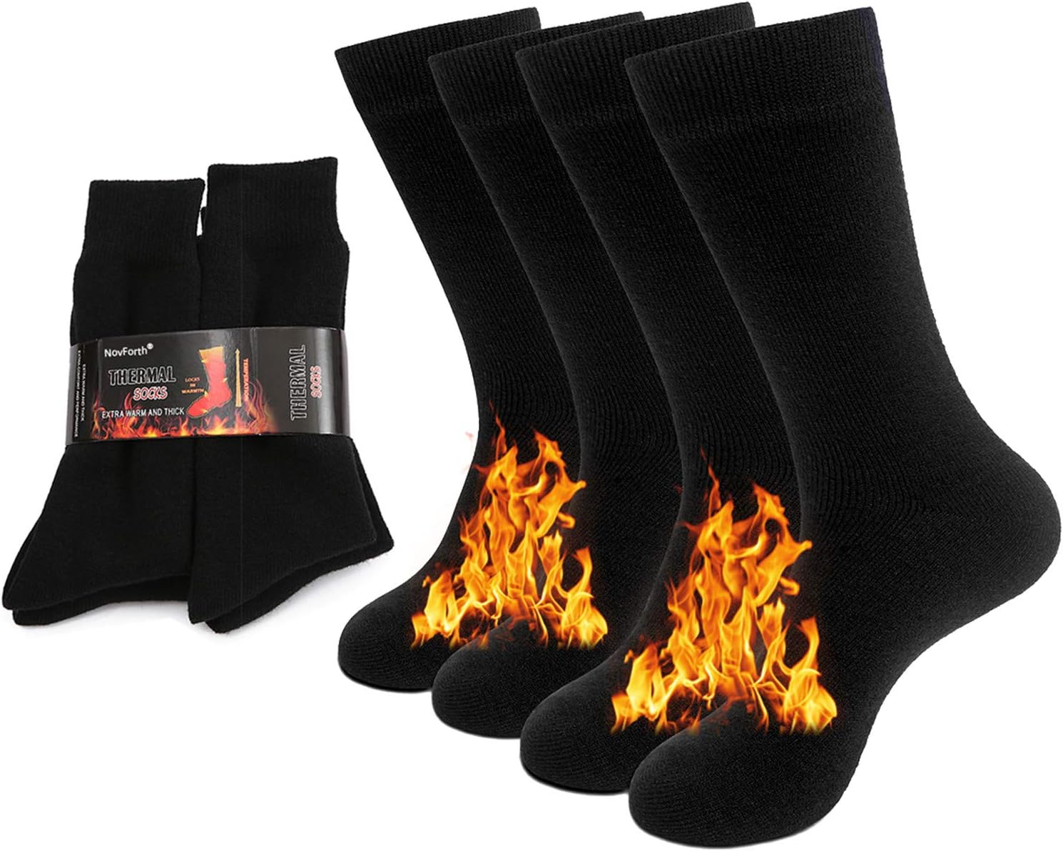 NovForth 2/4 Pairs Thick Thermal Socks Insulated Heated Heavy Warm Socks For Win...