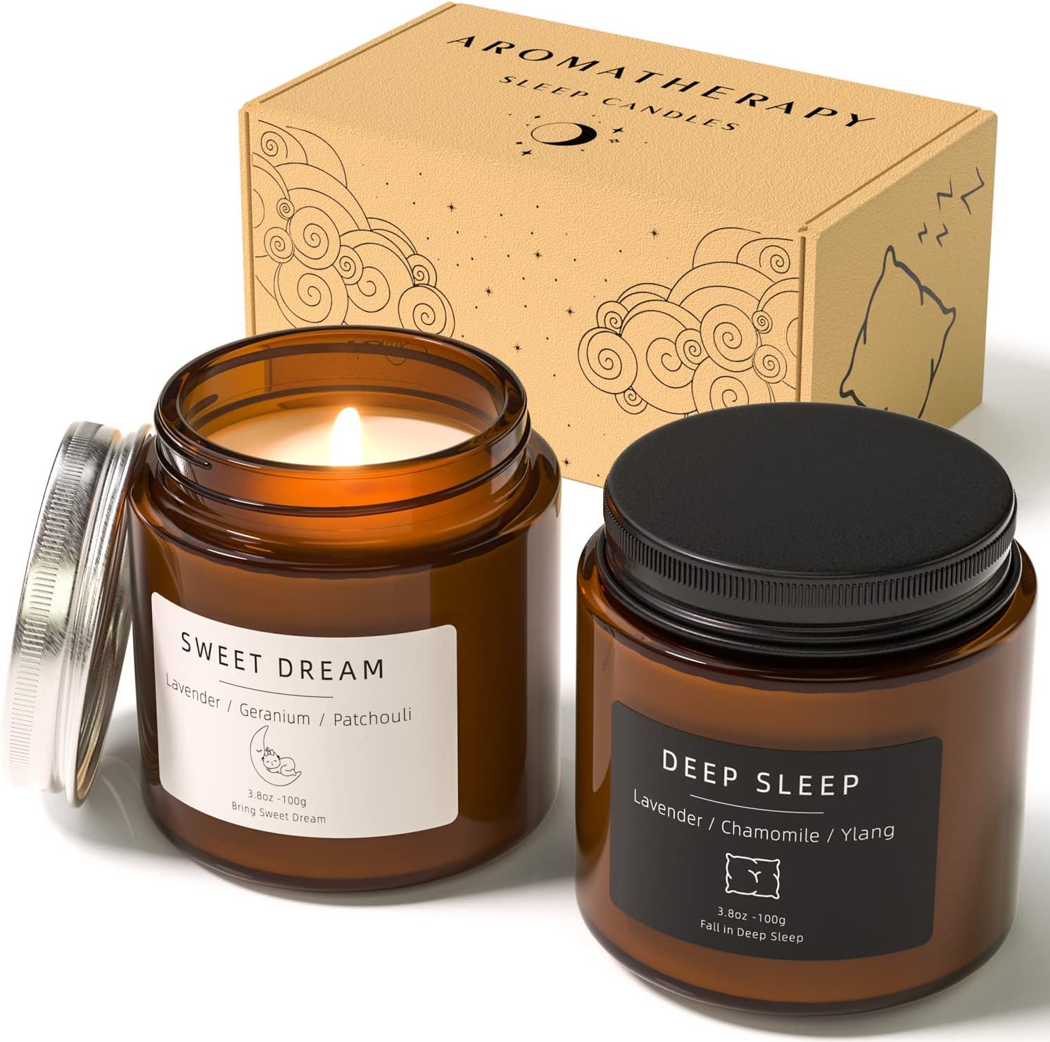 Sleep Candles Gifts for Women, Lavender Scented Candles Gift Set for Anxiety, La...