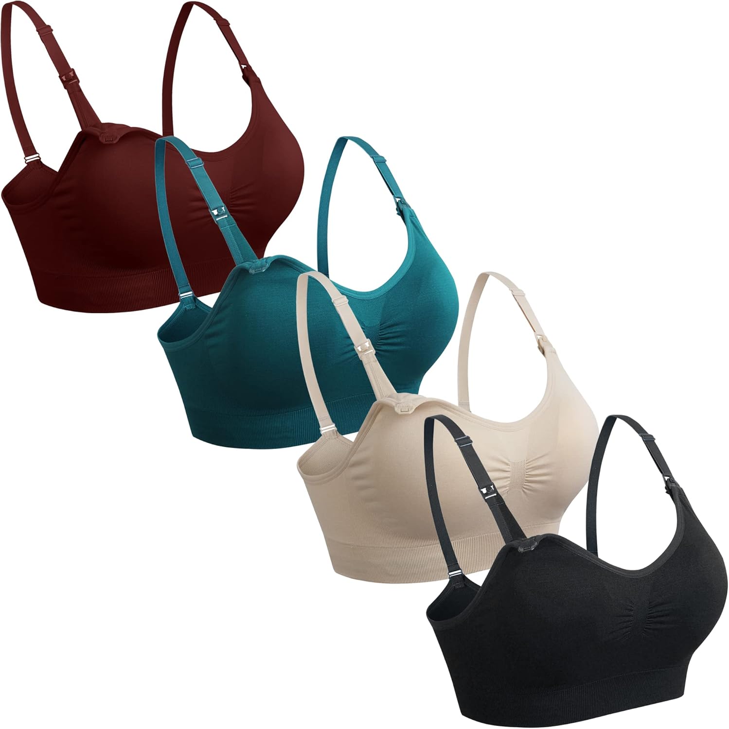 GXXGE 4Pack Nursing Bra for Breastfeeding Maternity Bras Push Up Silk Seamless P...