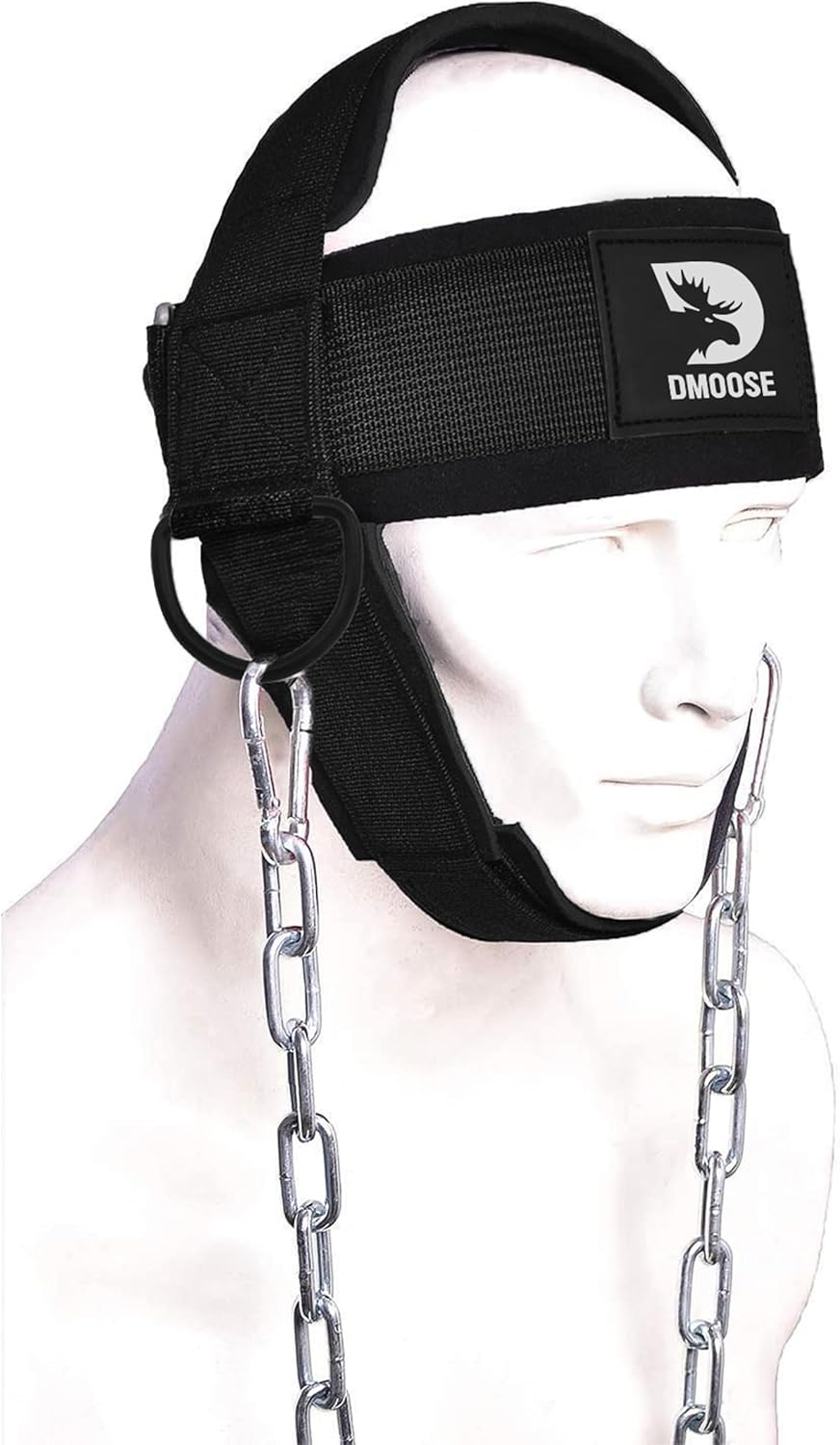 DMoose Neck Harness for Weight Lifting - 30" Heavy Duty Steel Chain - Neck Exerc...