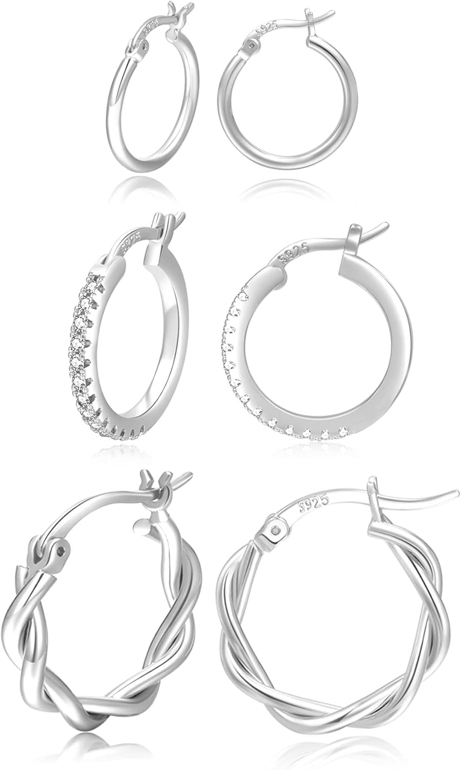 PABBEU Gold Hoop Earrings for Women Sterling Silver Post Small Gold Hoop Earring...