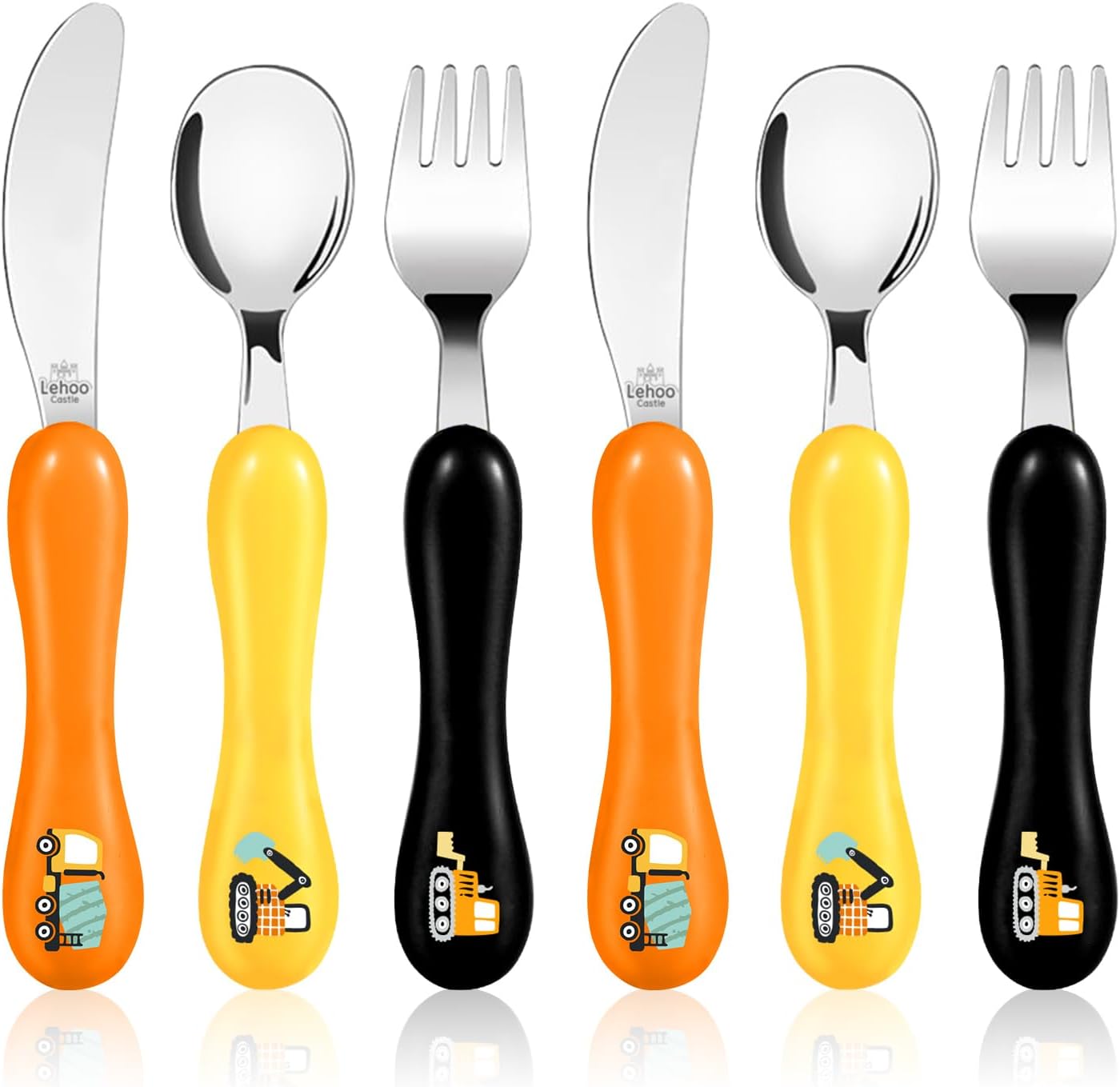 Lehoo Castle Toddler Cutlery, 6pcs Stainless Steel Kids Cutlery Children's Cutle...