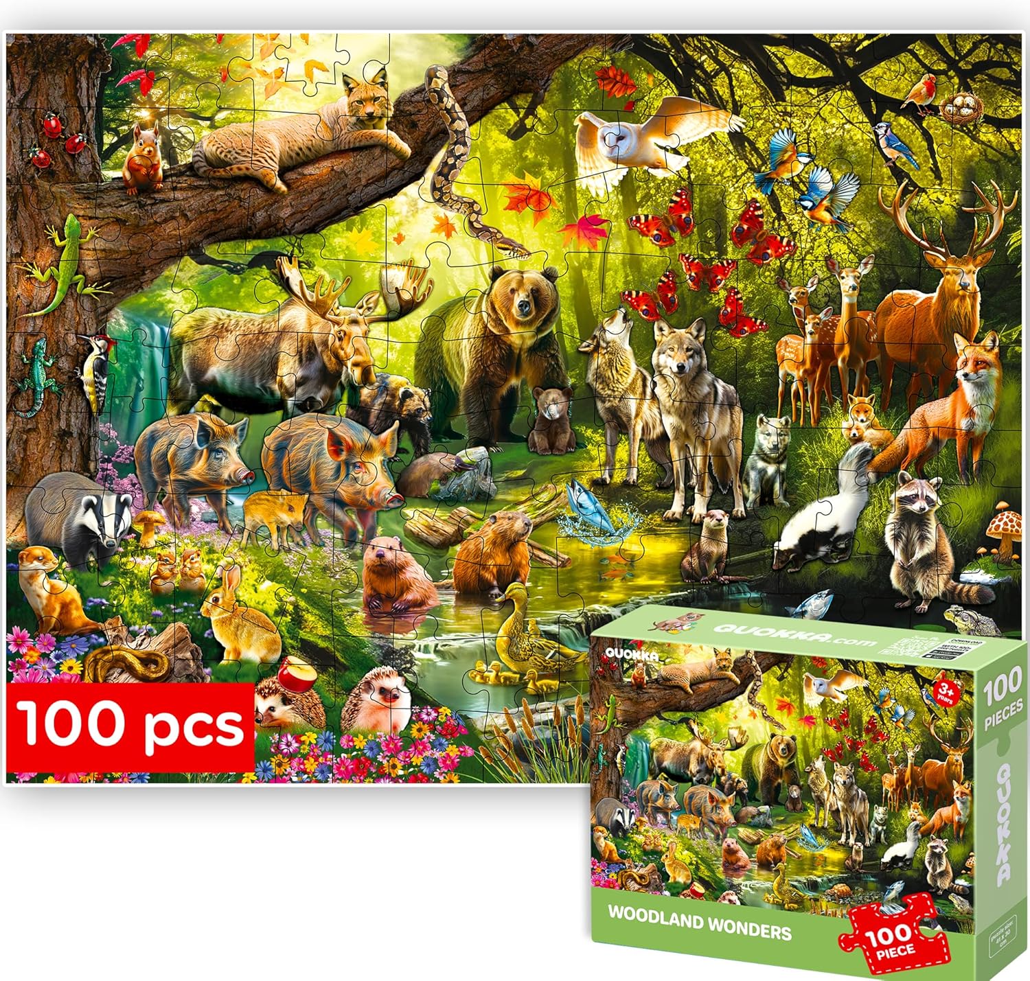 QUOKKA 100 Pieces Solo assortment Puzzles for Kids Ages 3-6 – Toy for Learning C...
