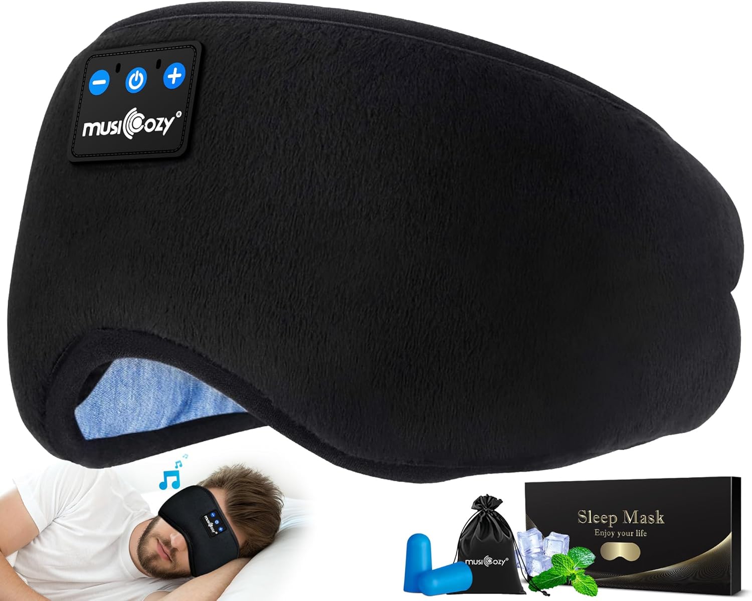 MUSICOZY Sleep Headphones Bluetooth 5.4 Headband Sleeping Eye Mask for Mom Women...