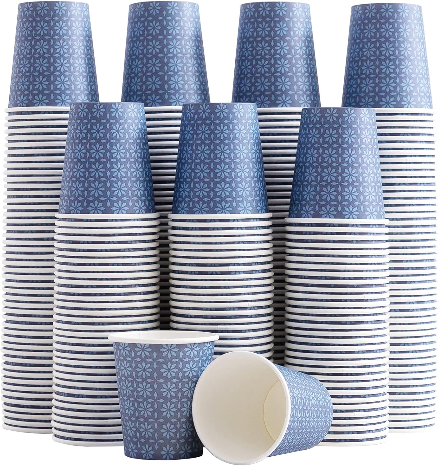 300 Pack 5oz Paper Cups, Navy Floral Mouthwash Cups, Disposable Bathroom Cups, S...
