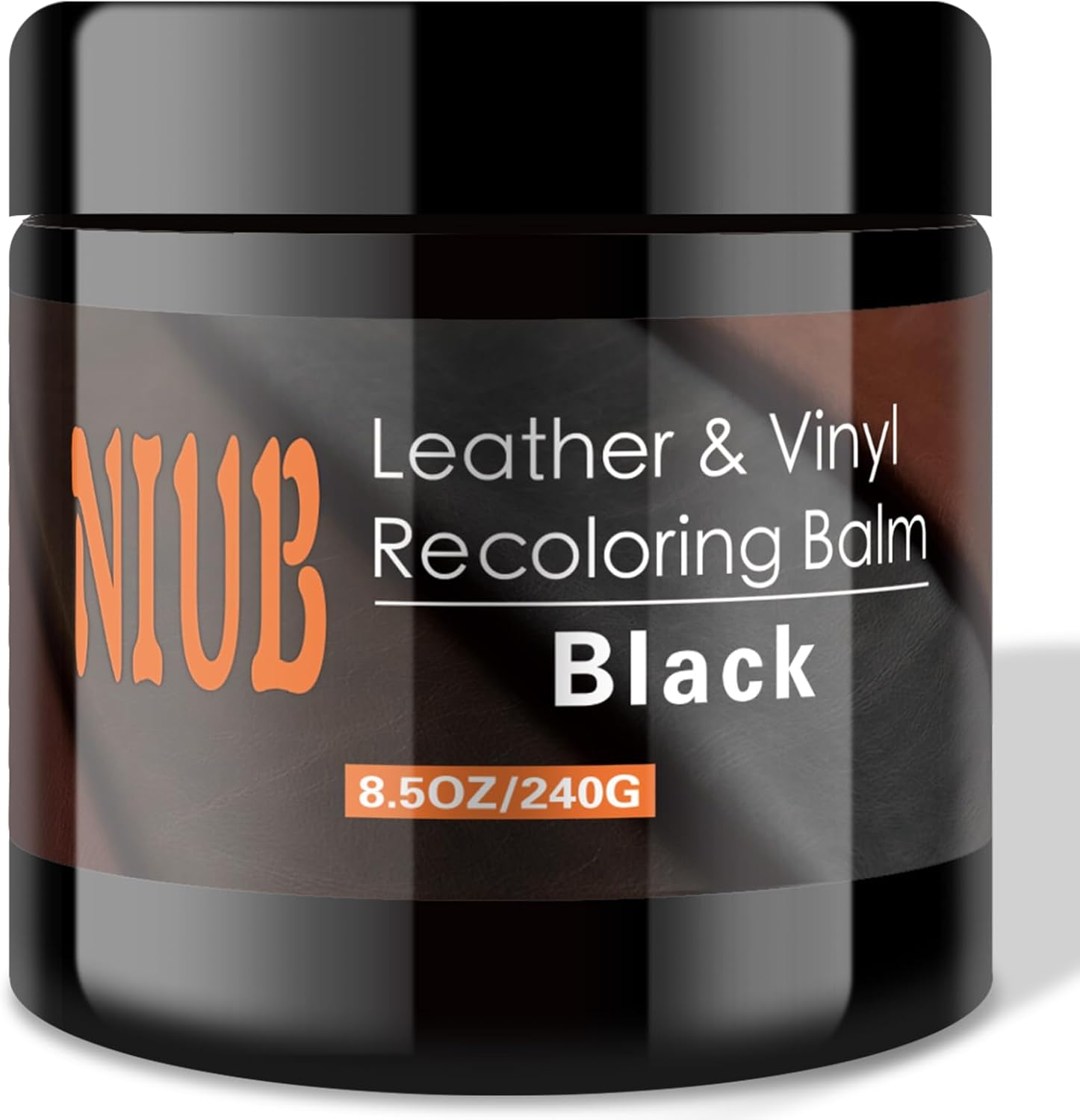 NIUB Leather Recoloring Balm, 8.5Oz Black Leather Color Restorer, Leather Scratc...