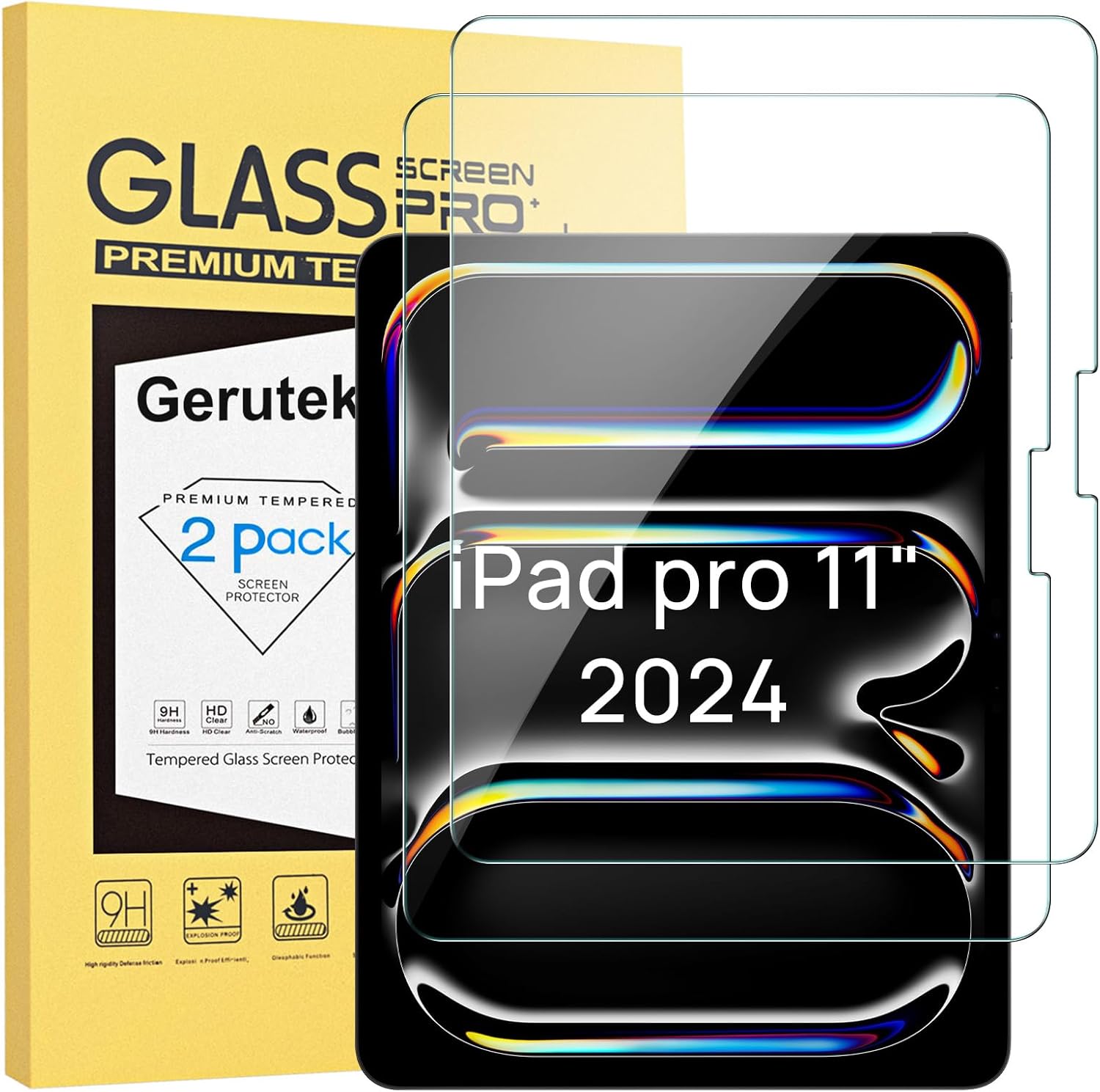 Gerutek 2-Pack Screen Protector for iPad Pro 11-inch (M4) 2024 Premium [Tempered...