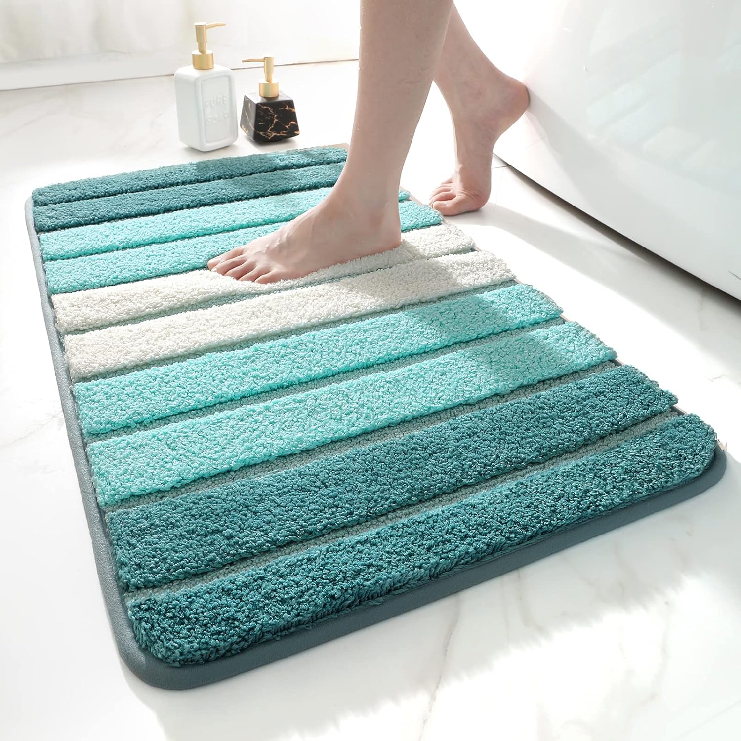 DEXI Bath Mat 50 x 80 cm, Extra Soft Absorbent Microfiber, Non-Slip Washable Rug...