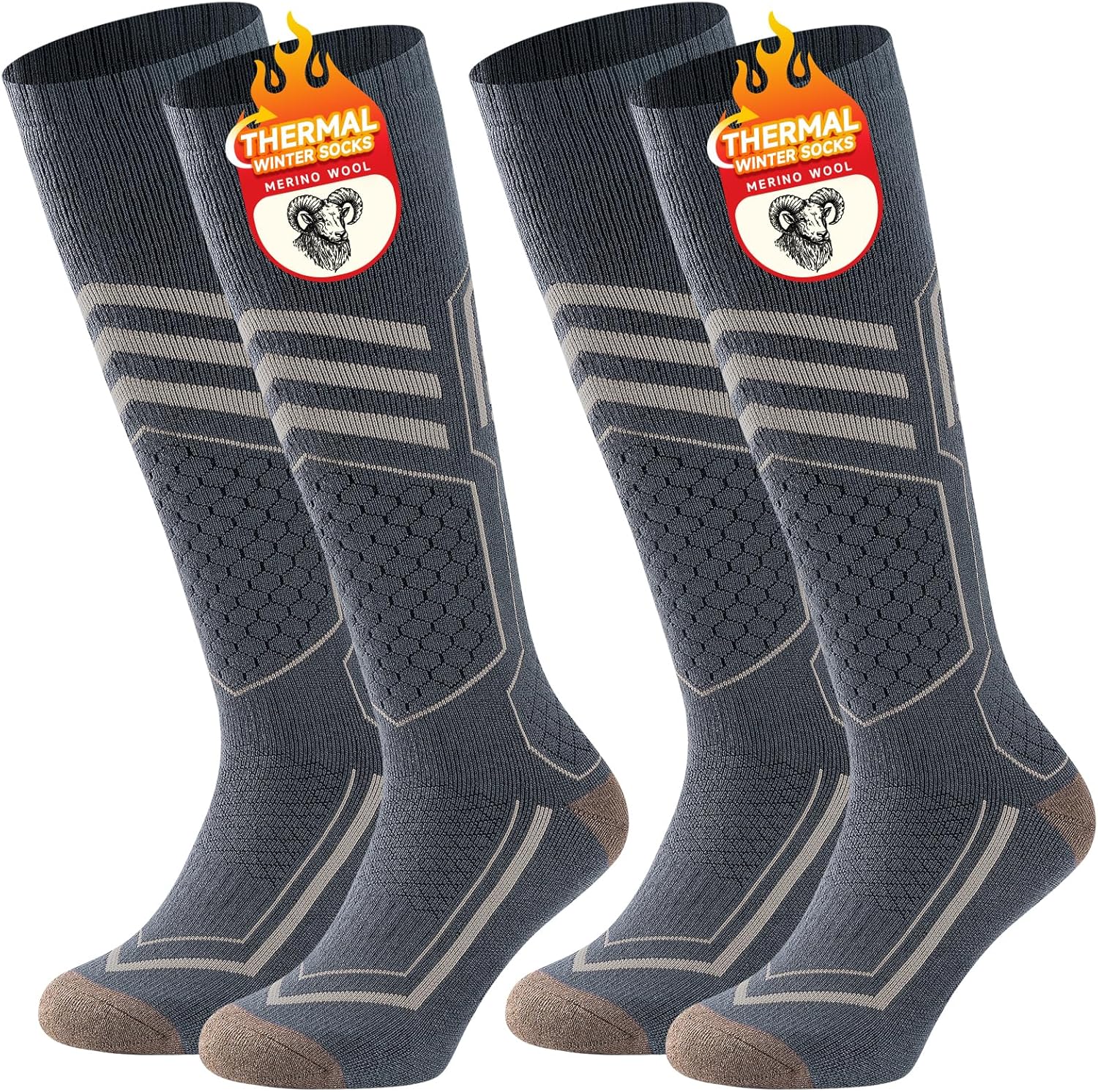 TANSTC Thermal Socks Merino Wool Ski Socks for Men Women,Winter Thick Warm Knee...