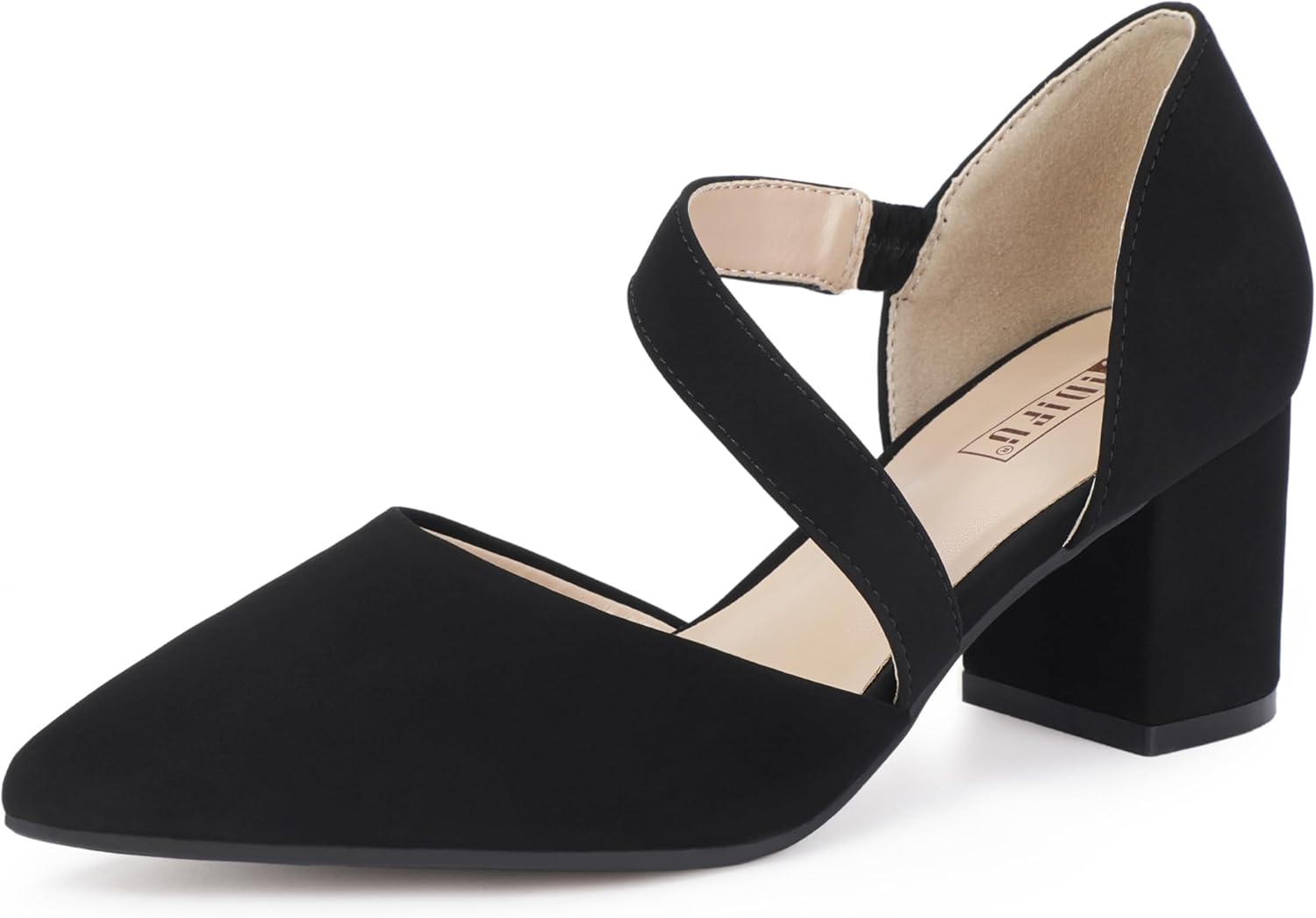 IDIFU IN2 Women's Pumps Closed Toe Strappy Heels Low Block Chunky Heels Dressy W...