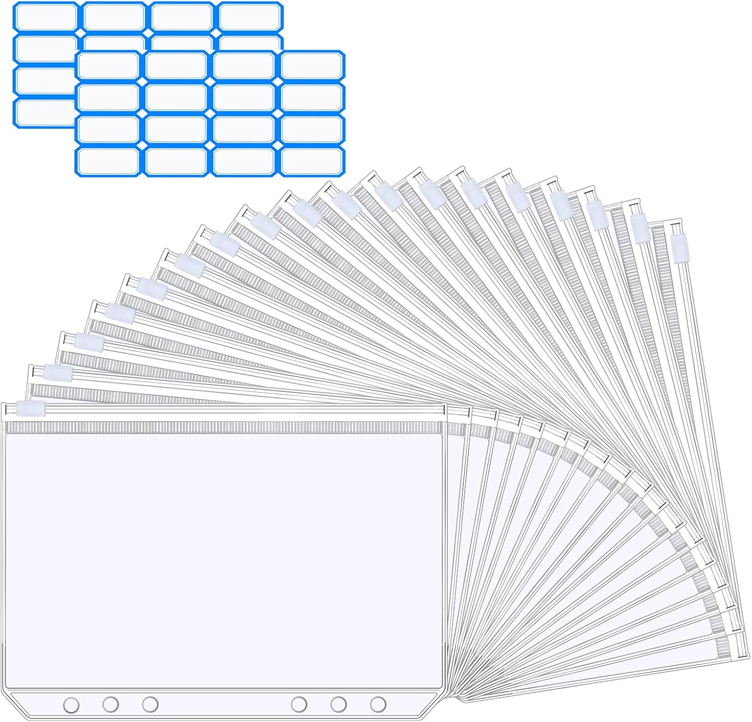 Vicloon A5 Zipper Binder Pockets, 18Pcs Plastic Binder Zipper Folders Loose Leaf...