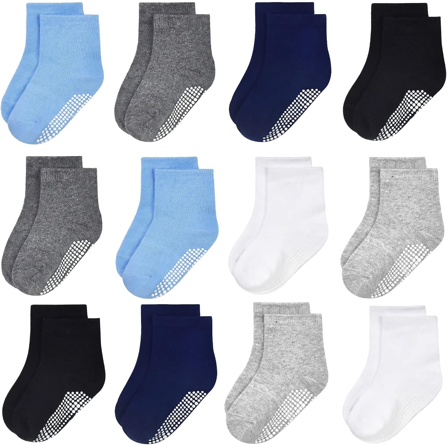 GRPSKCOS Baby Socks Boys Girls, 12 Pairs Non Slip Socks Anti Skid Sticky Cotton...