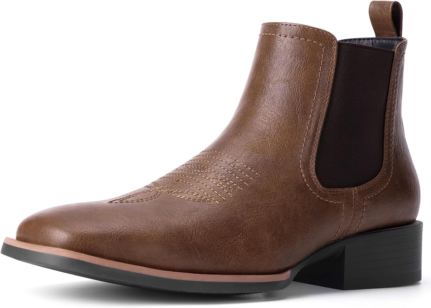 Western Cowboy Boots for Men - Mens Square Toe Chelsea Boots Ankle Cowboy Boots...