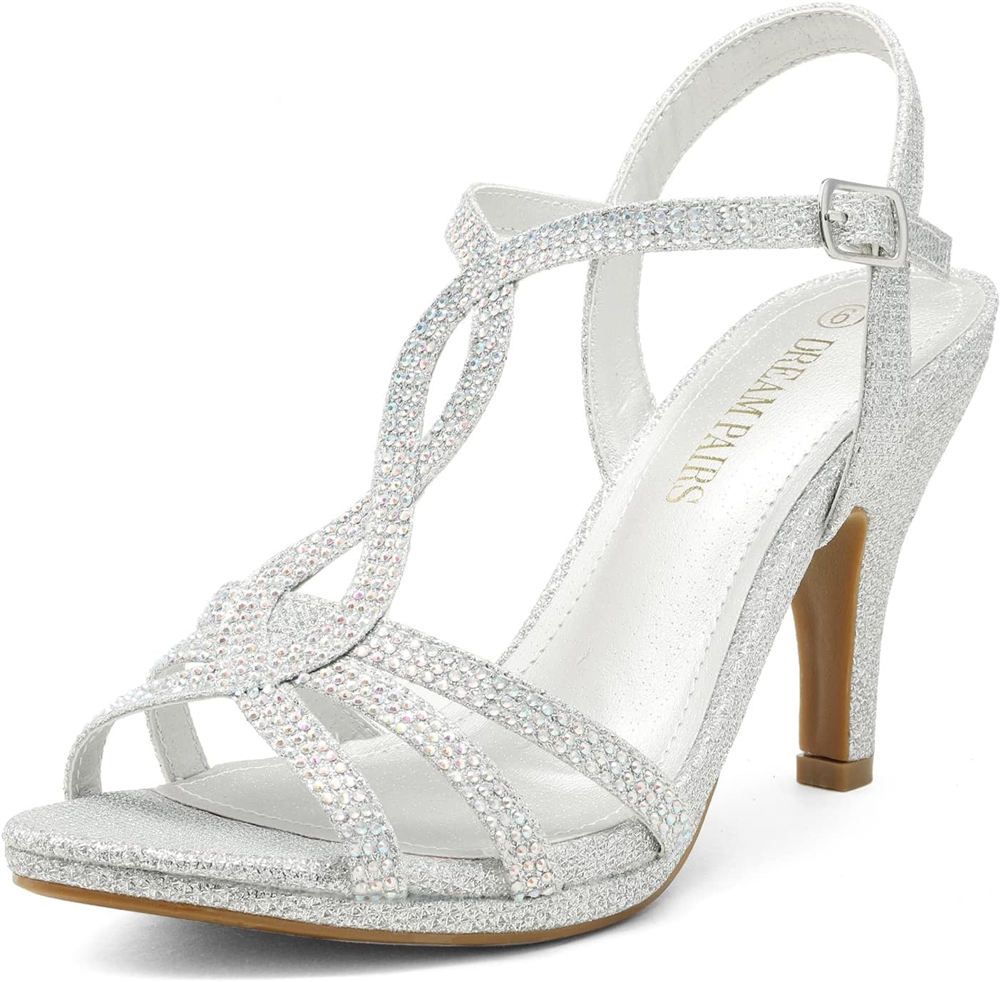 DREAM PAIRS Women's Fashion Stilettos Open Toe Pump Heel Sandals 7 Silver/3