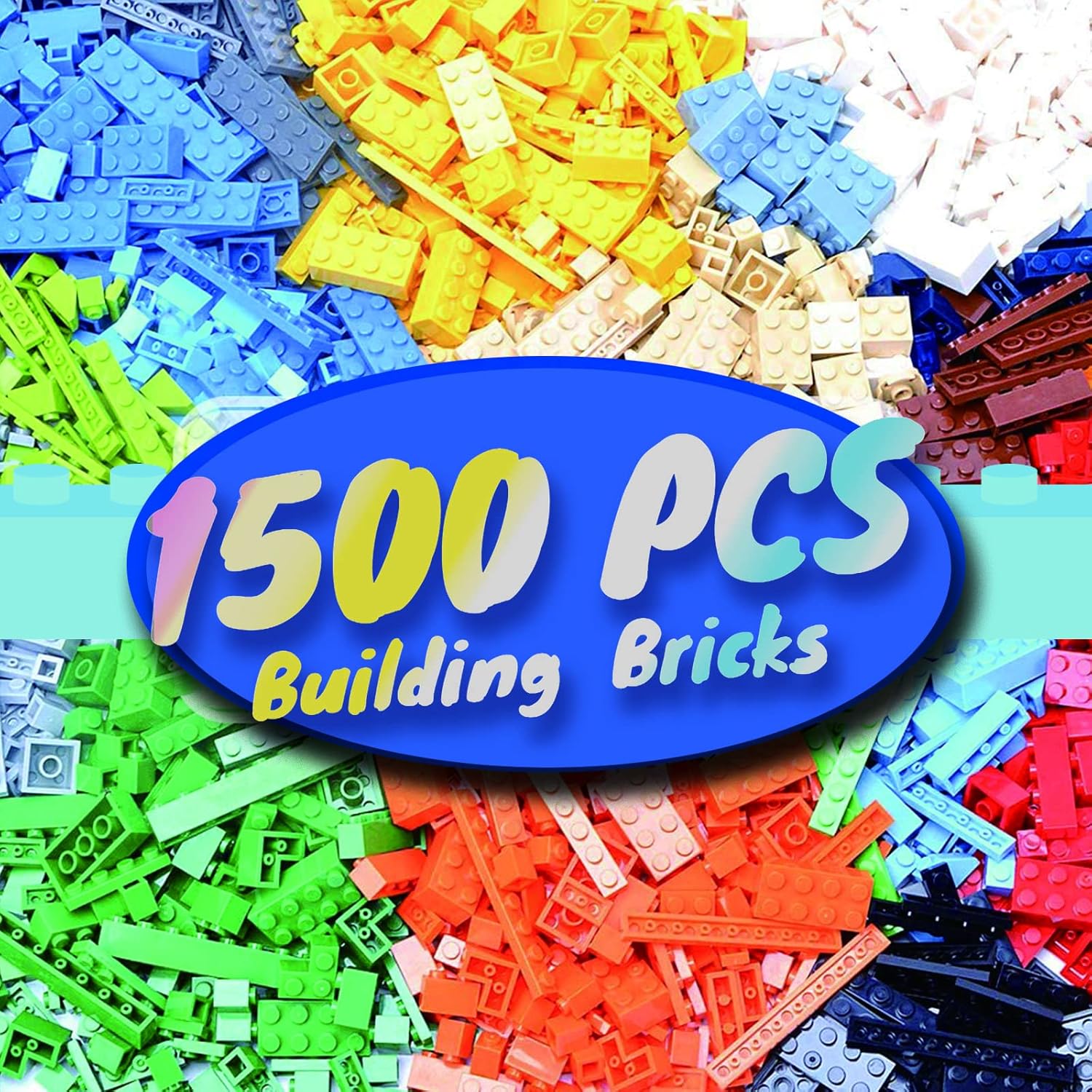 1500 Pieces Building Bricks, Classic Bulk Small Blocks, Classic Building Bricks...