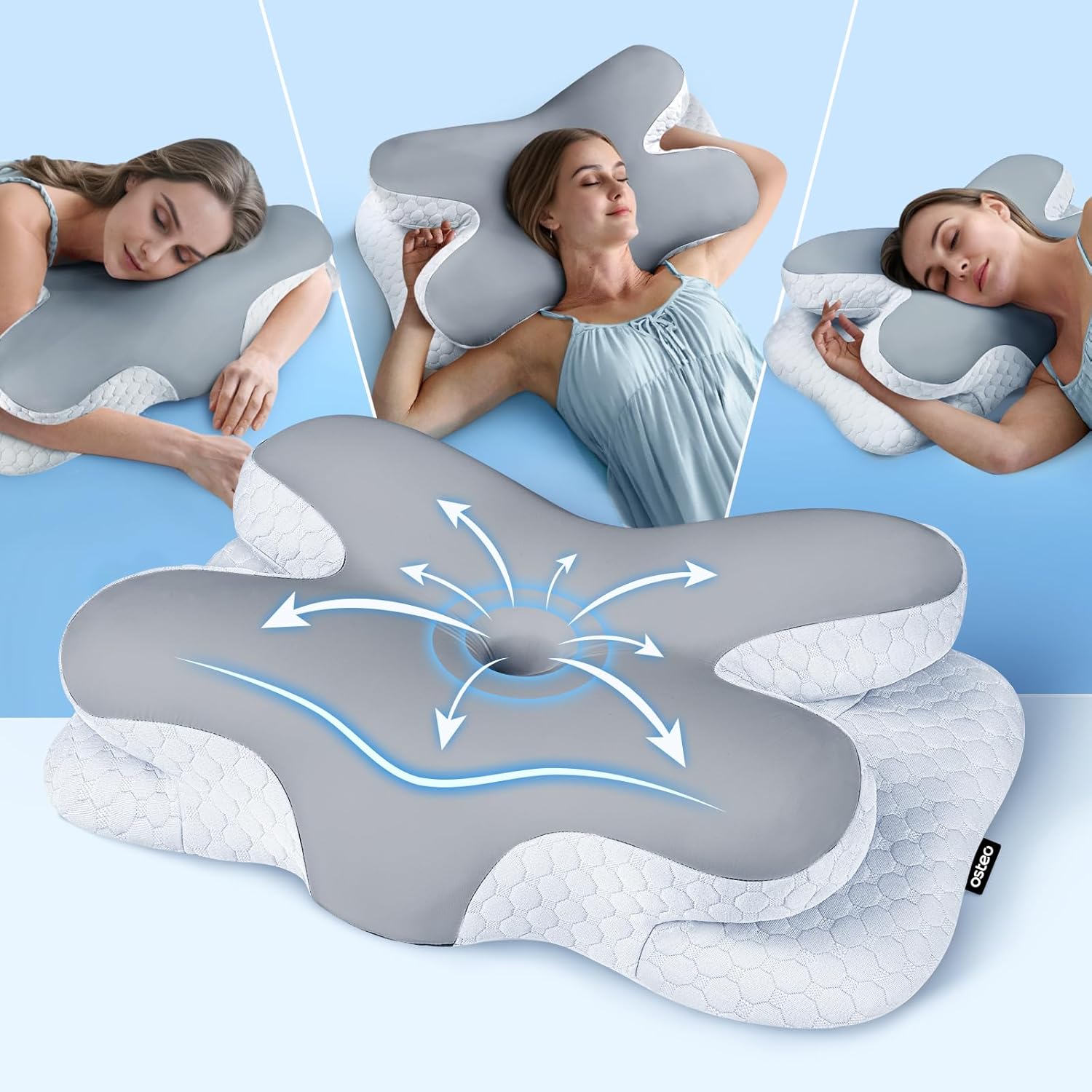 Osteo Enjoy Pain Relief Sleeping Cervical Neck Pillow, Ergonomic Contour Zoned F...