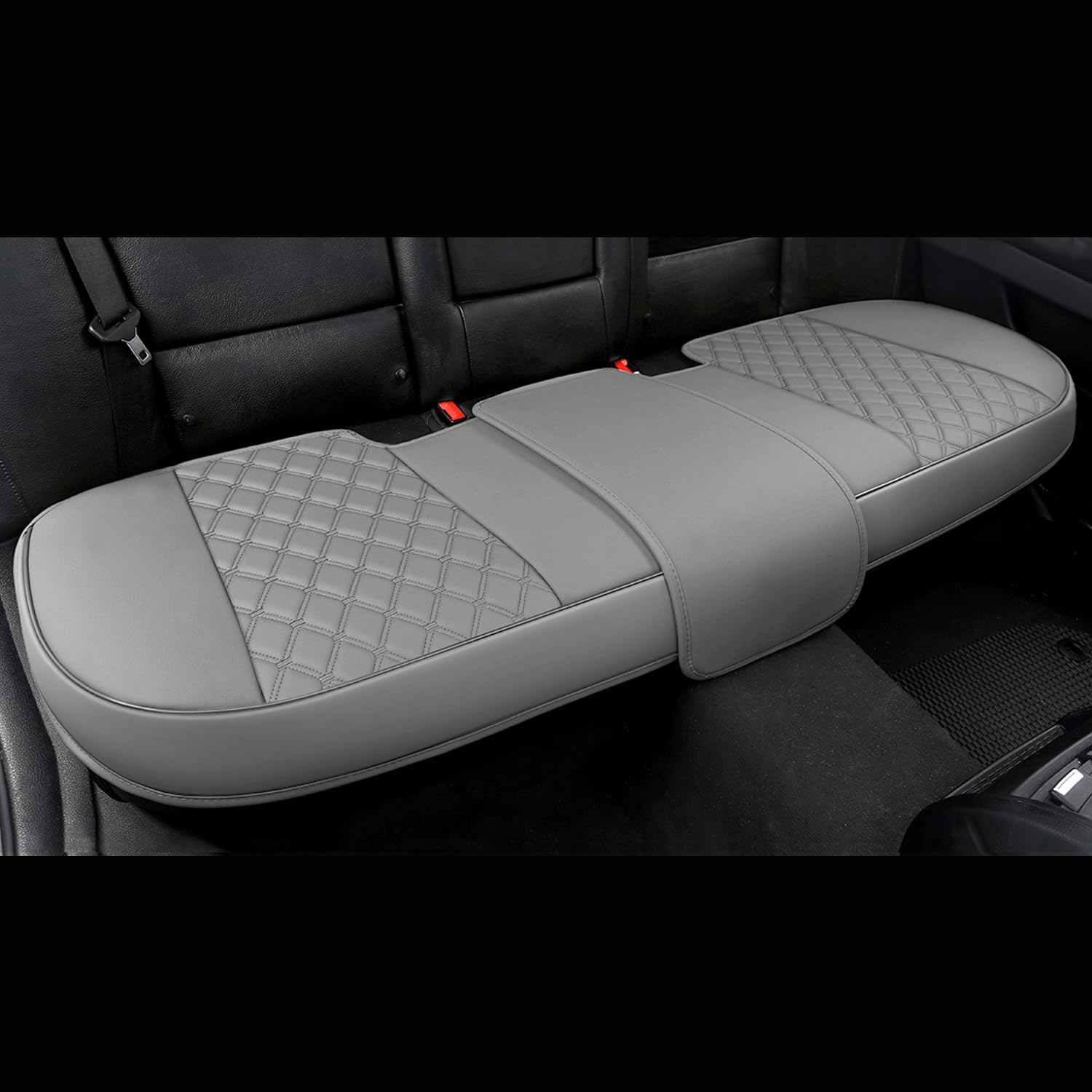 Black Panther PU Leather Rear Bench Car Seat Cover Protector Fits 90% of 4-dr Ve...