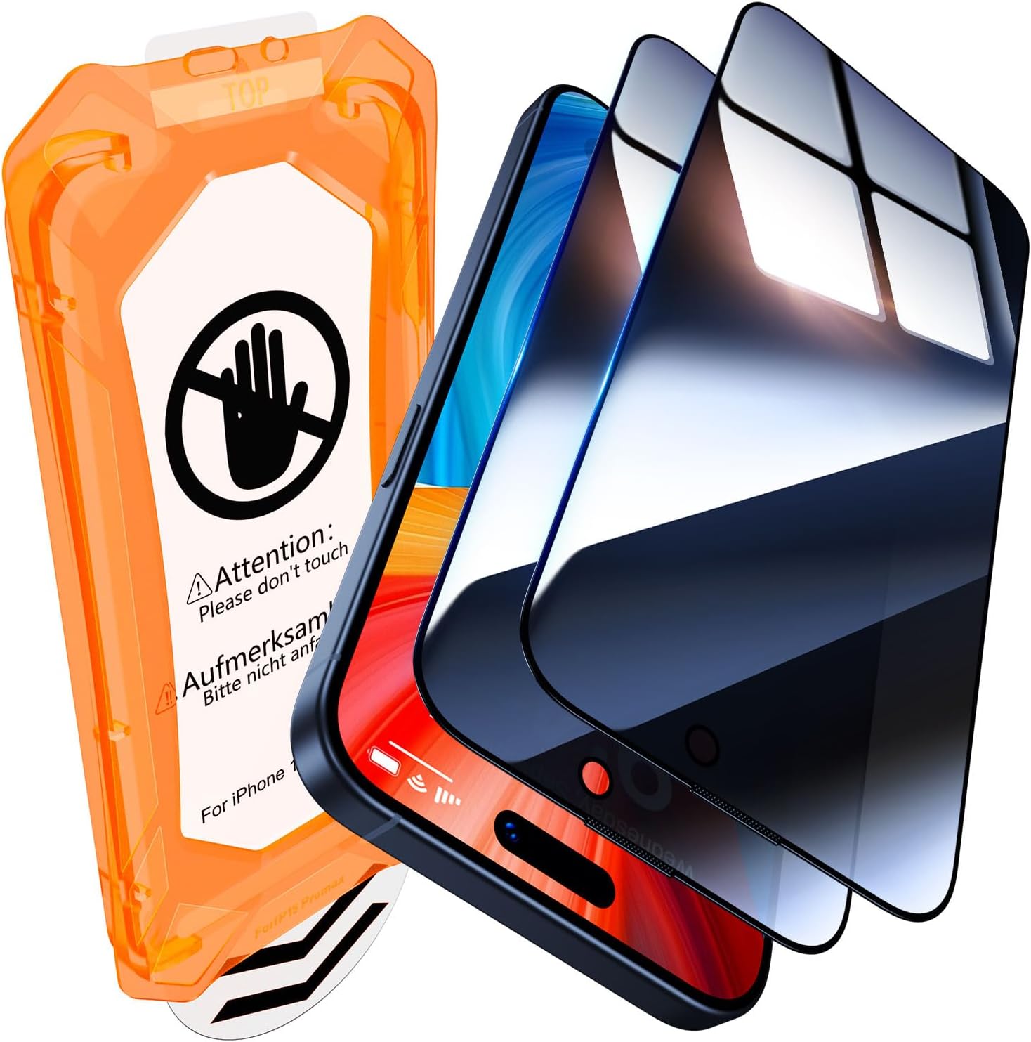 UniqueMe for iPhone 15 Pro Max Privacy Screen Protector - 2 Pack [Automatic Dust...