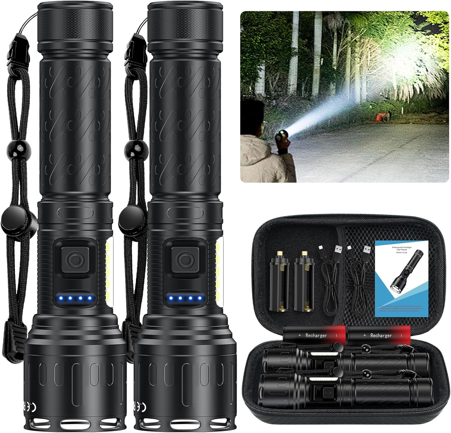 Rechargeable Magnetic Flashlights 100,000 High Lumens, Super Bright LED Powerful...