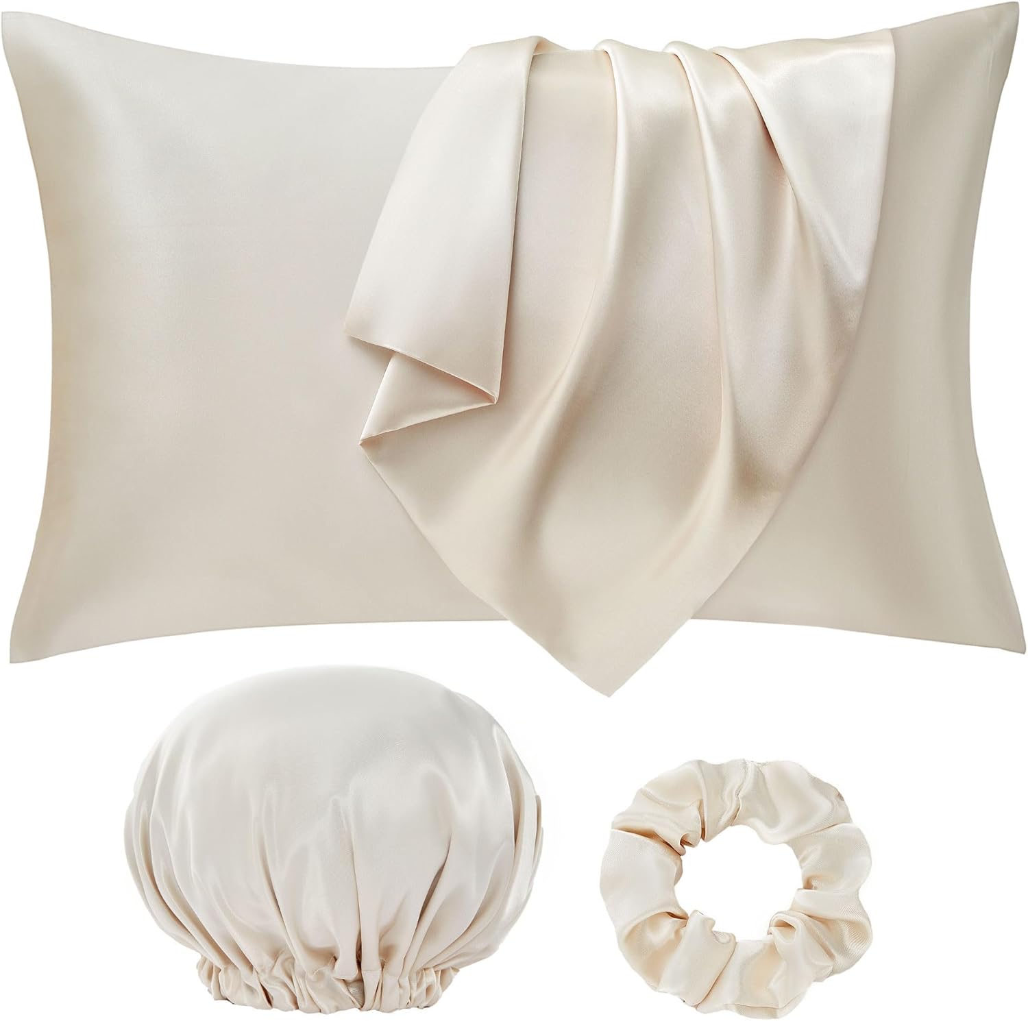 Seiwohl Silk Satin Pillowcase Soft as Silk Pillowcases for Hair and Skin Beige P...
