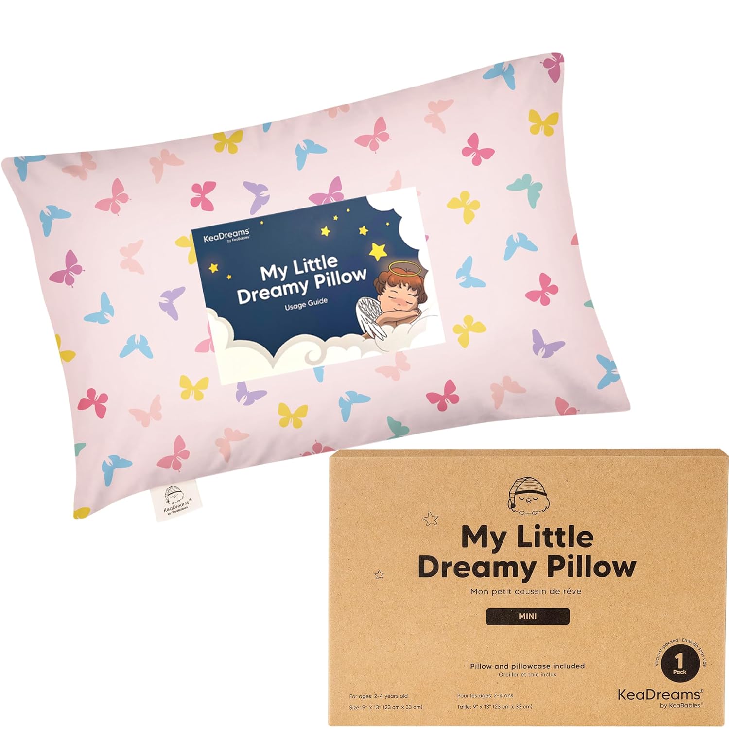 Mini Toddler Pillow with Pillowcase - 9x13 My Little Dreamy Mini Pillow, Organic...