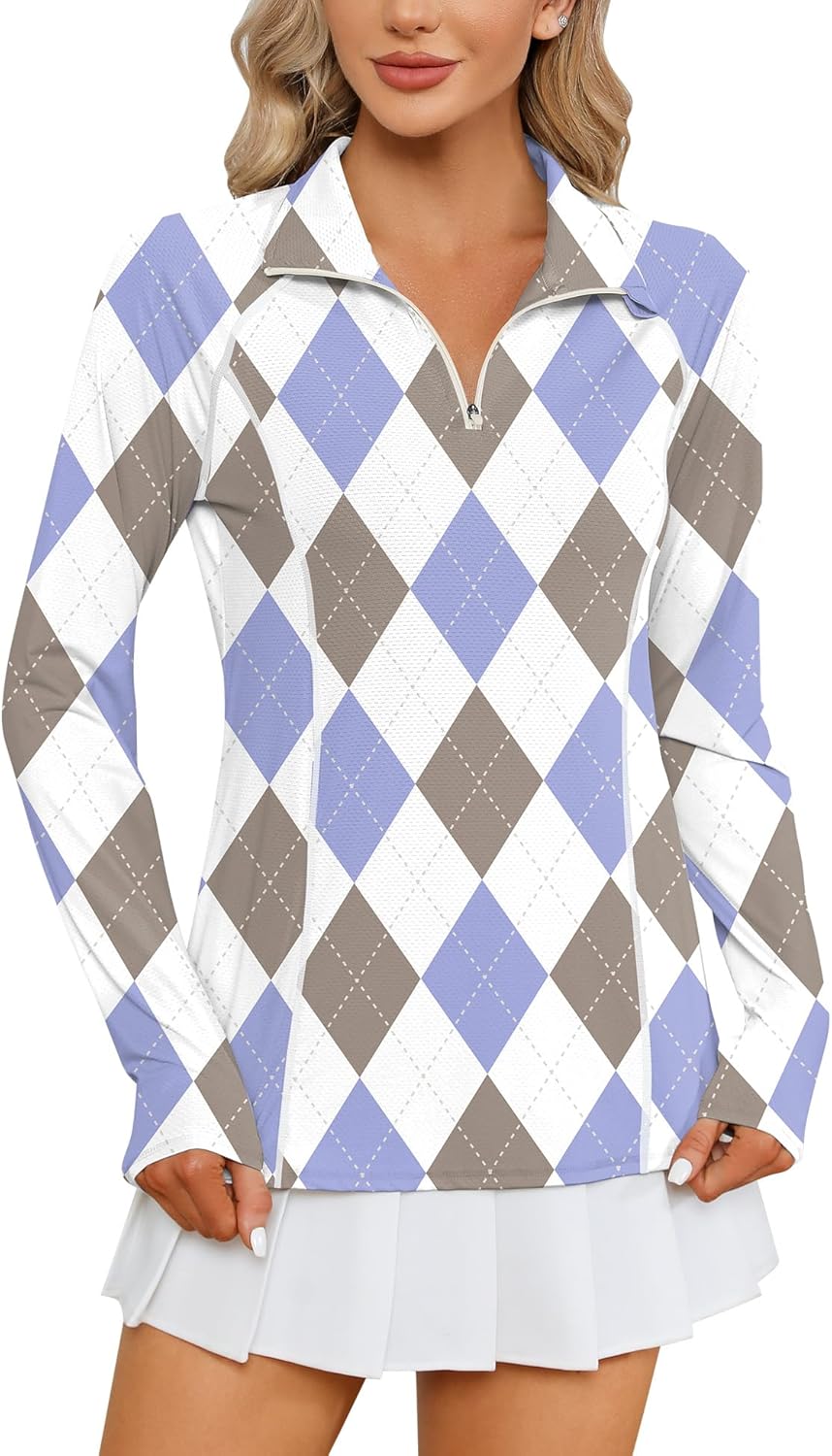 LOMON Women Long Sleeve Shirts Sun Protection 1/4 Zip Summer Quick Dry Hiking Sh...