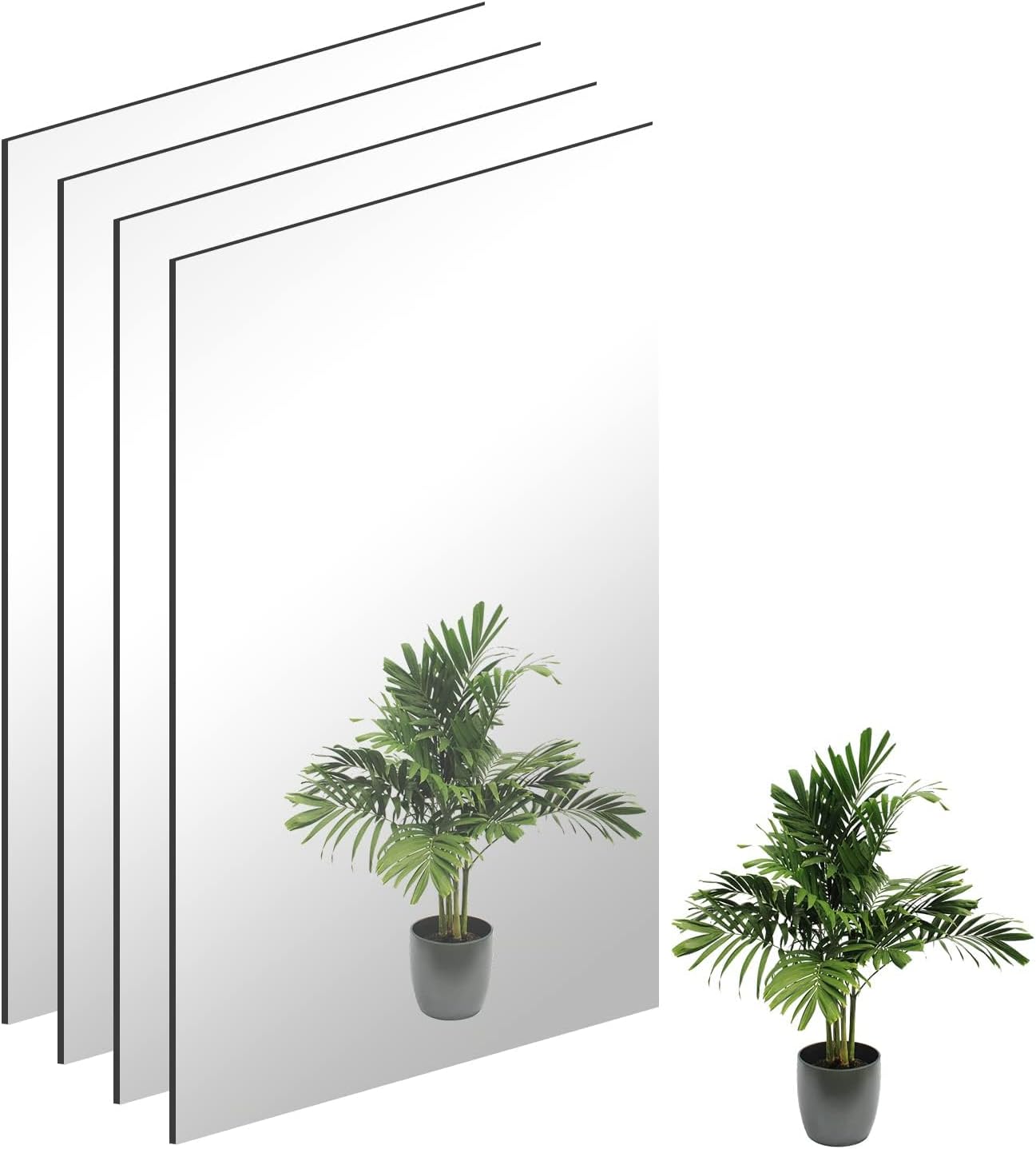 TSKDKIT 4Pcs HD Wall Mirror Self Adhesive Glass Mirror Full Length Mirror Stick...