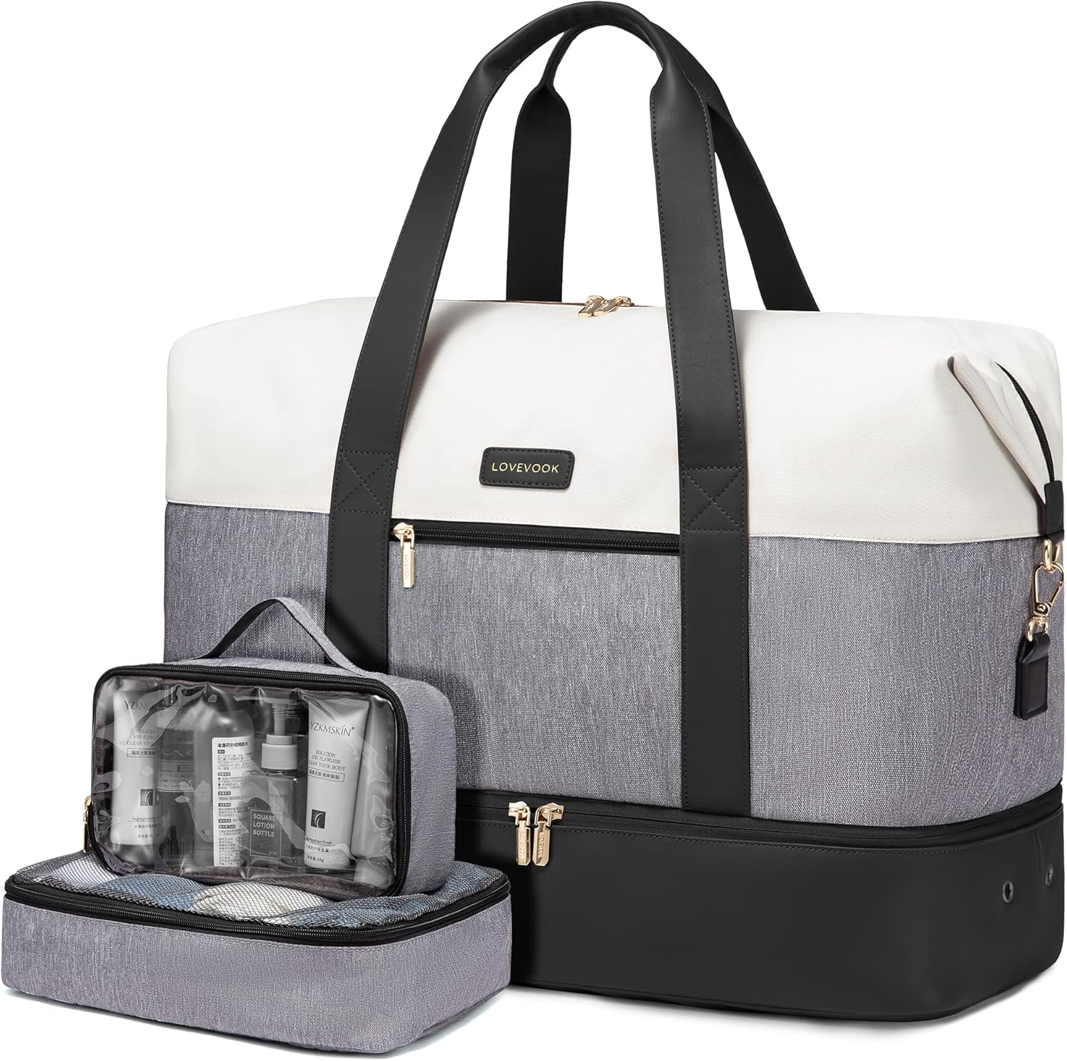 LOVEVOOK Weekender Bag, Large Travel Duffel Bag for Women with 2 Packing Cubes,...