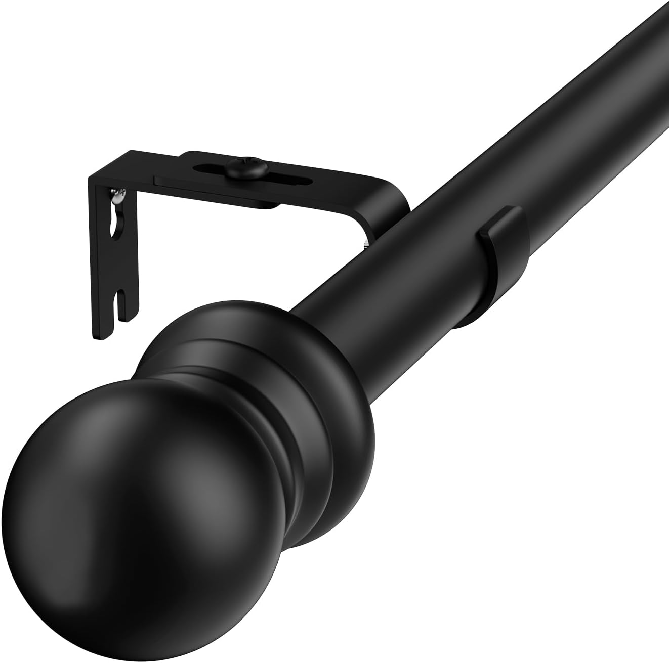HOSKO Black Curtain Rod, 1-Inch Window Curtain Rods Set - Curtain Rods for Windo...