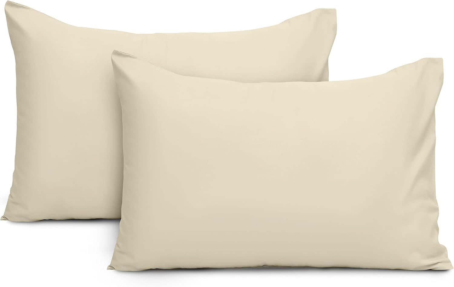 Imperial Rooms Pillow Cases 2 Pack Brushed Microfibre Pillow Covers (Cream, Pill...