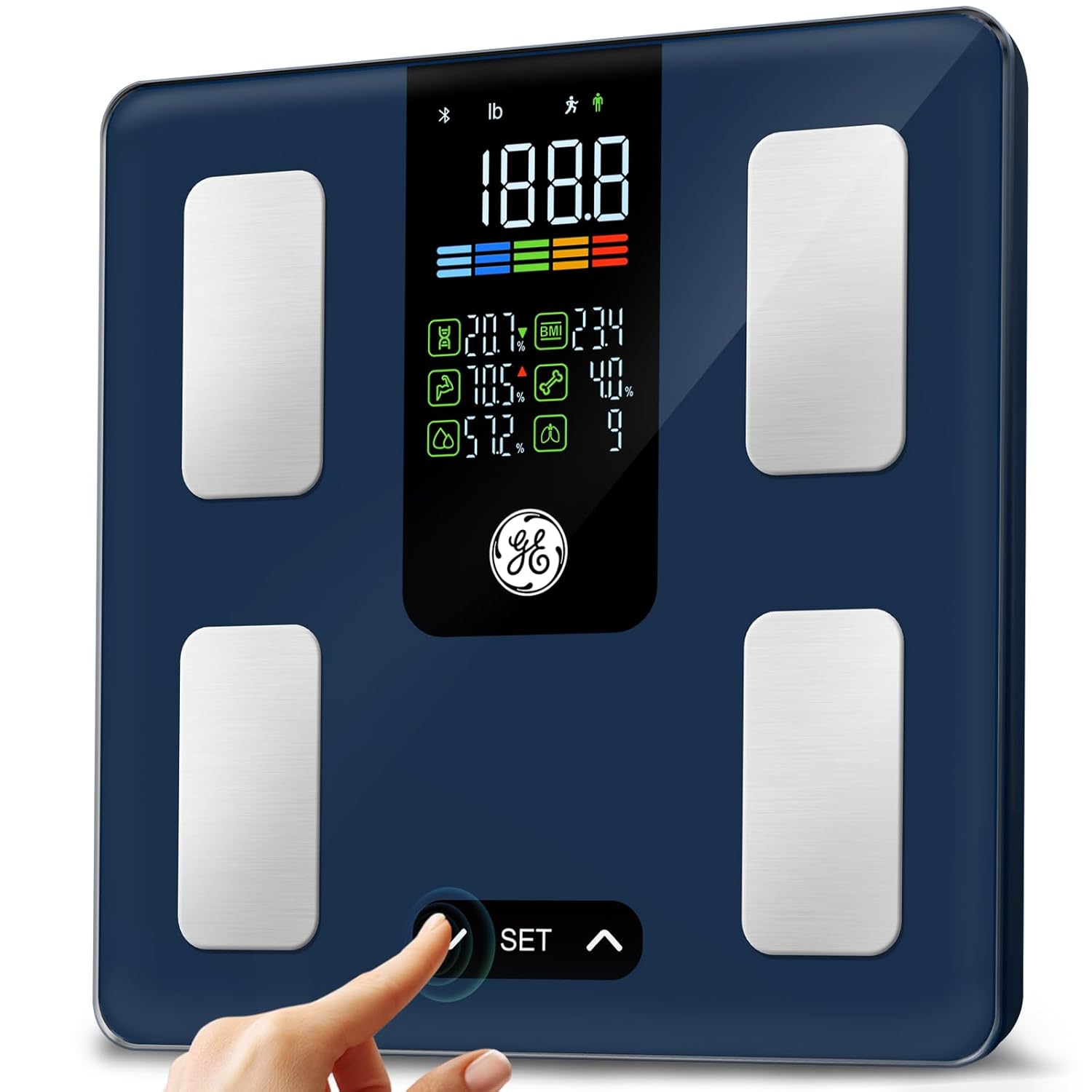 GE Smart Scale for Body Fat: Weight Scales with BMI Muscle Mass Button Function...