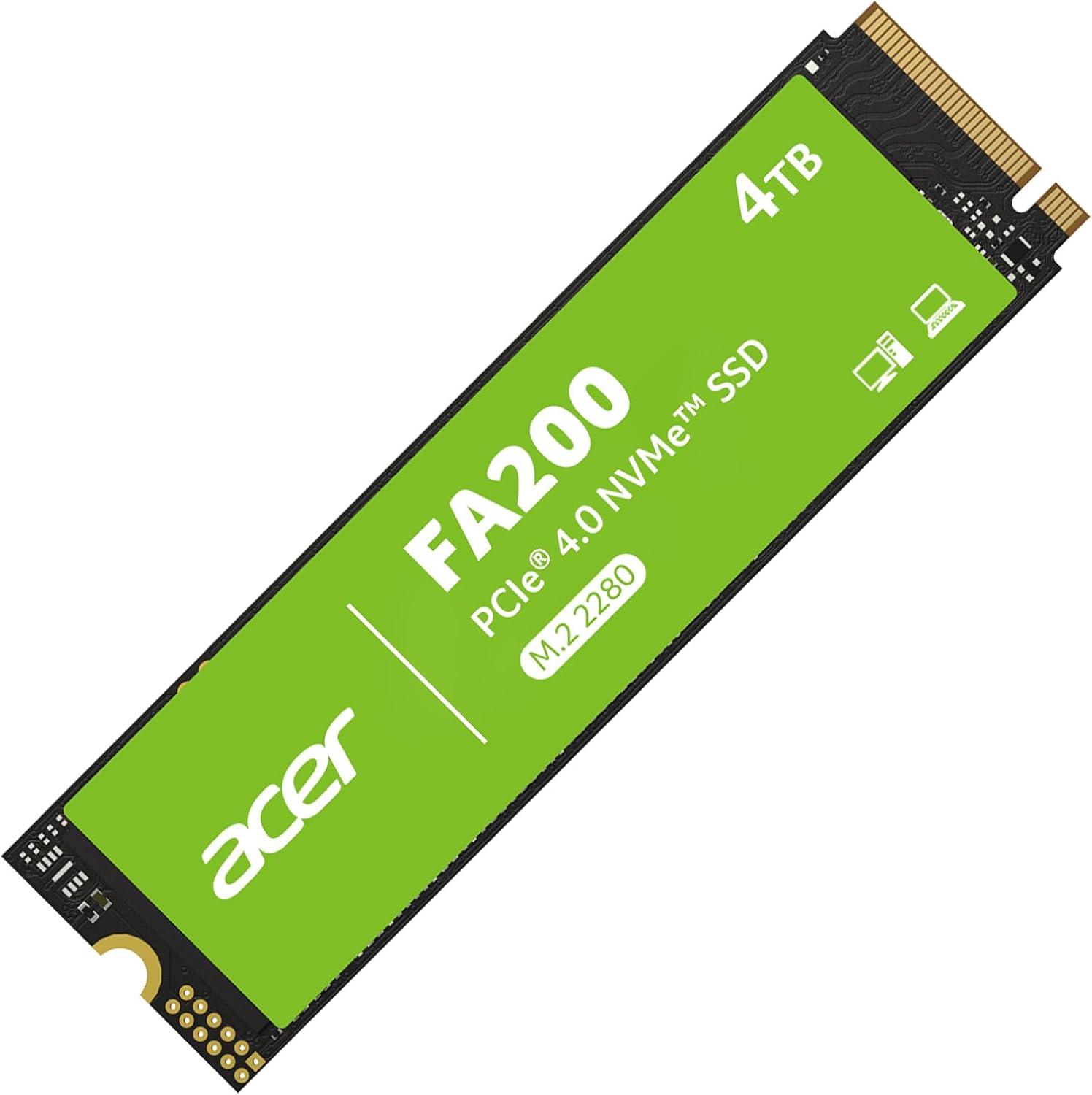 acer FA200 M.2 2280 SSD 4TB: PCIe 4.0 NVMe Gen4x4 with HMB & SLC, Up to 7200 MB/...