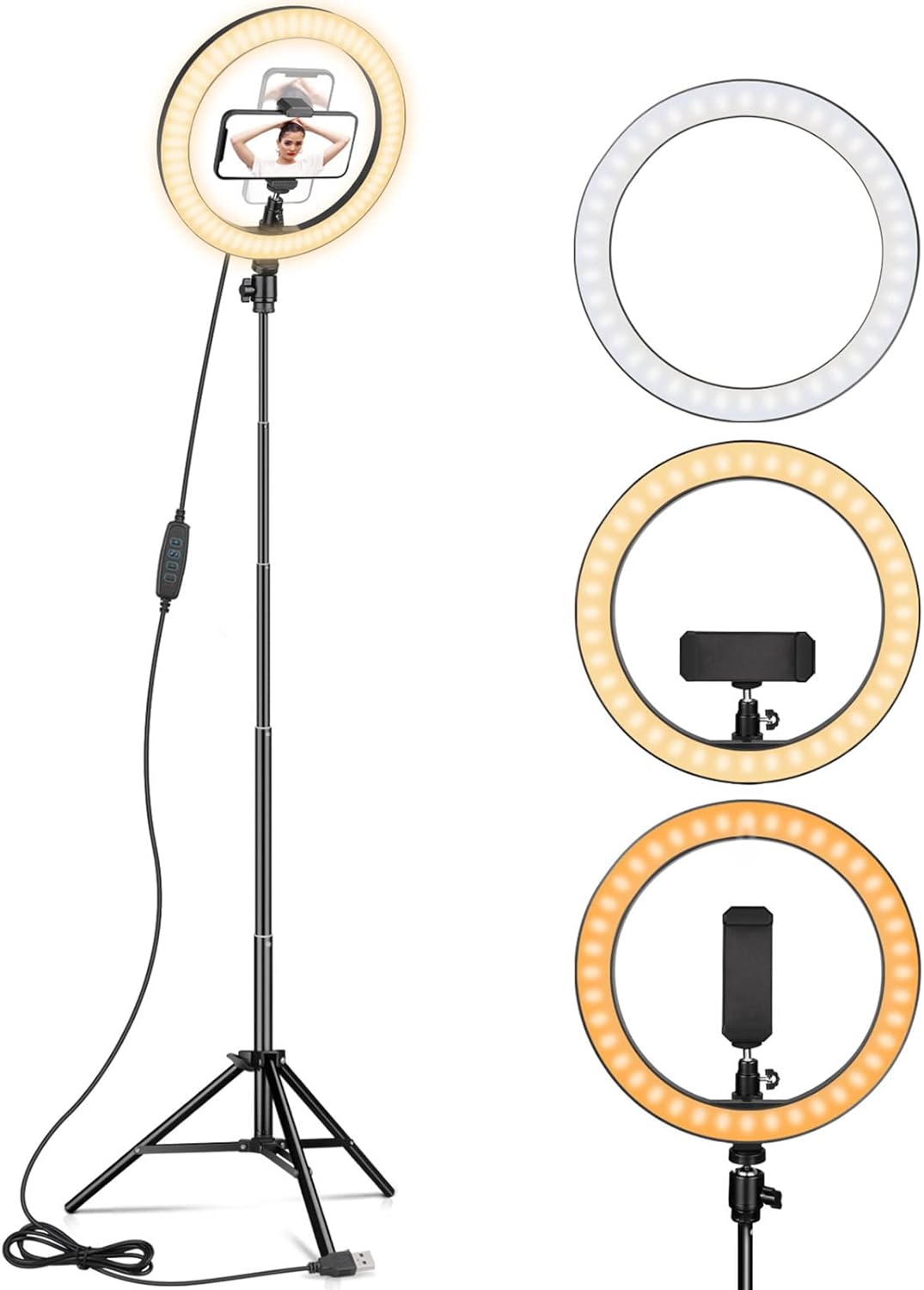 Ring Light 10" with 67" Extended Tripod Stand & Phone Holder for YouTube Video,...