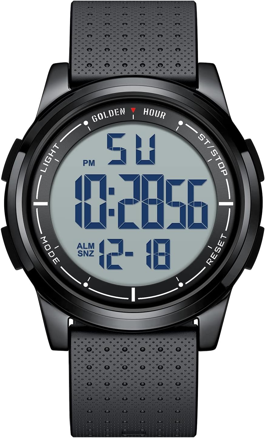 GOLDEN HOUR Ultra-Thin Minimalist Sports Waterproof Digital Watches Men with Wid...