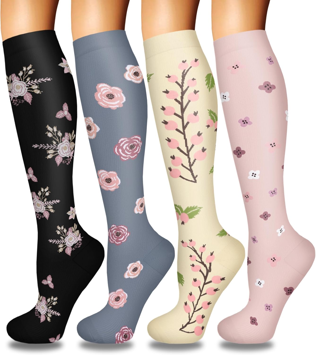 Iseasoo 4 Pairs Compression Socks for Women Circulation-Best Support for Nurses,...