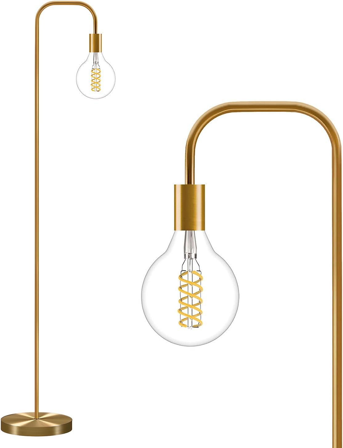 Oneach 63.75'' Industrial Antique Brass Gold Minimalist Floor Lamp for Living Ro...