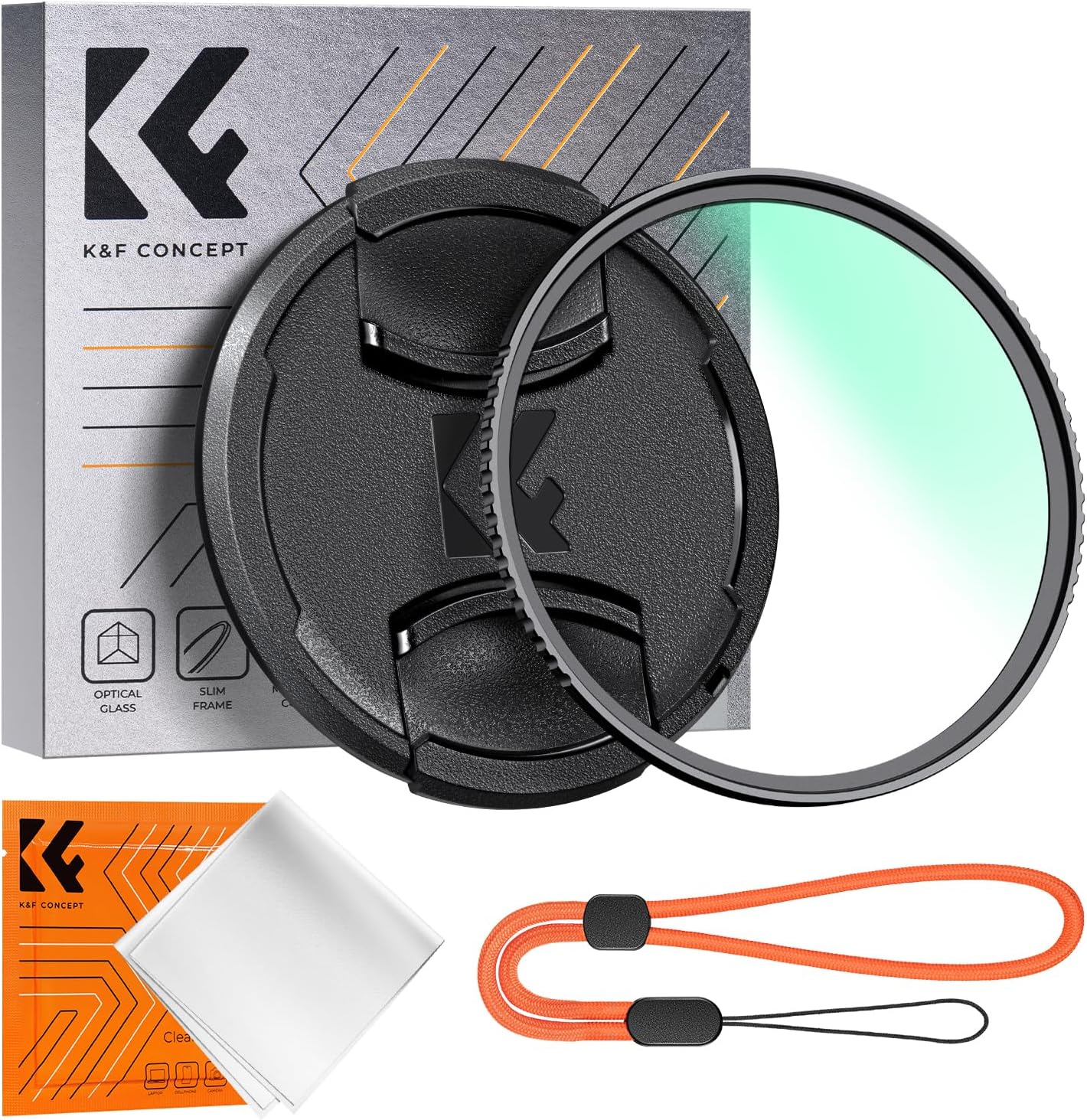 K&F Concept 49mm MC UV Lens Protection Filter with Lens Cap Cleaning Cloth Optic...