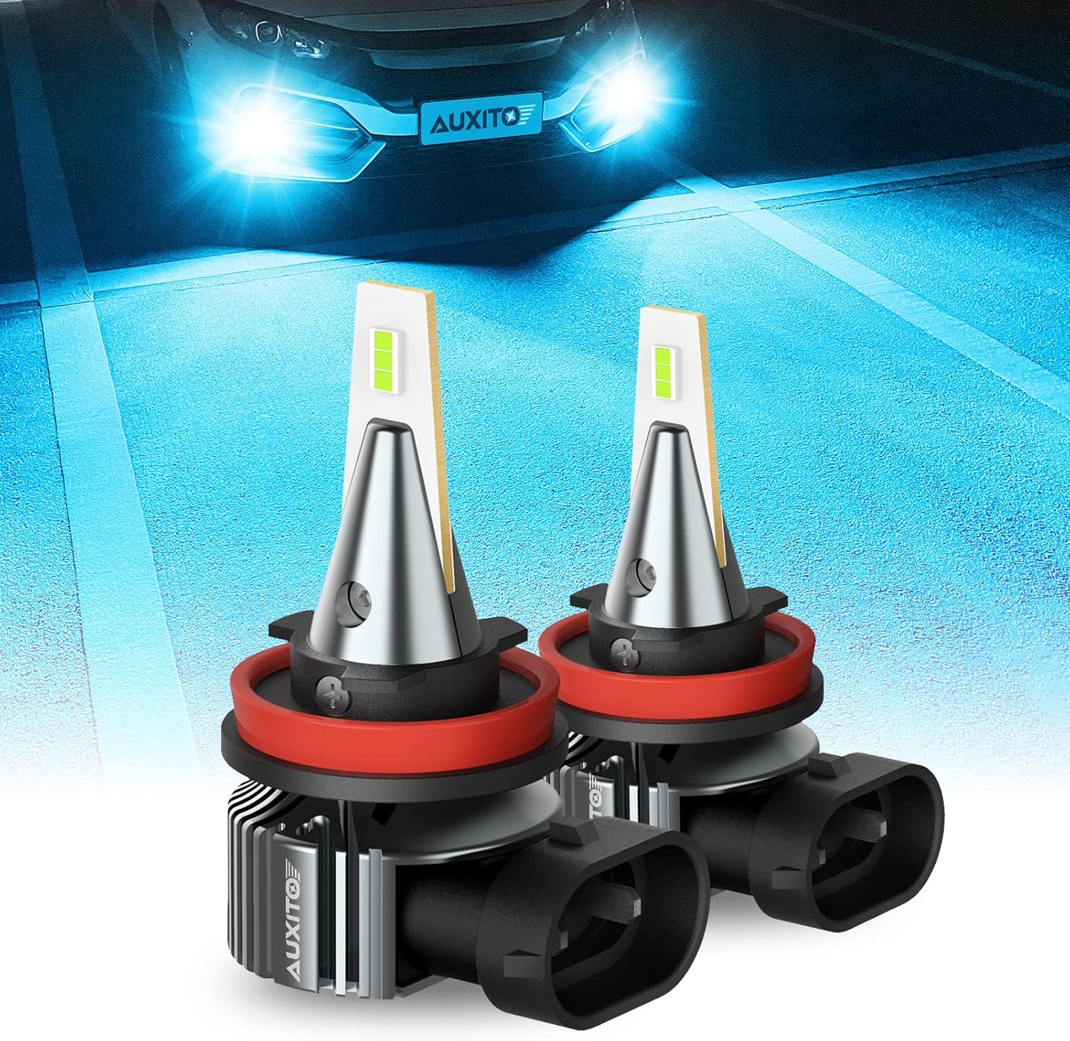 AUXITO H8 H11 H16 LED Fog Lights Bulbs, 8000K Ice Blue 400% Brightness, H11ll H8...