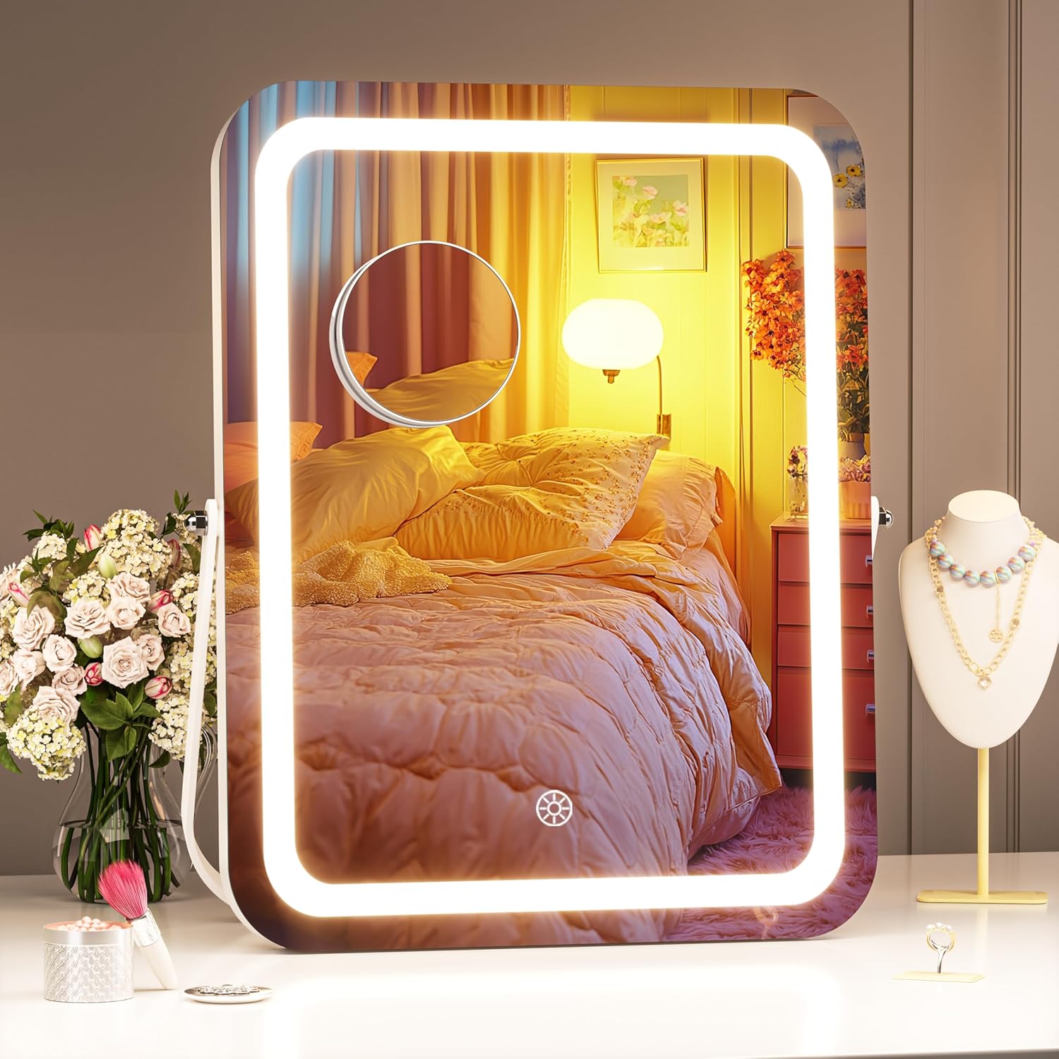 Hasipu Vanity Mirror with Lights, 11" x 14" LED Makeup Mirror, 3 Modes Light, Sm...