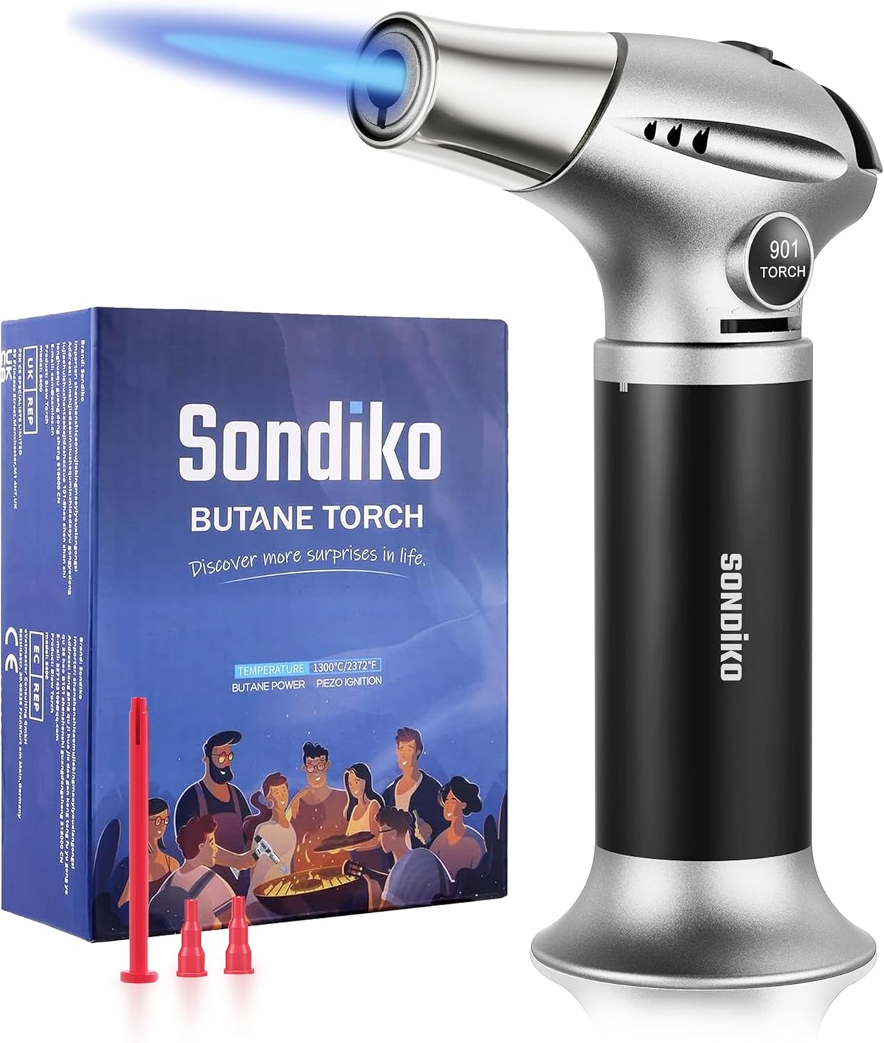 Sondiko Blow Torch, Butane Torch Lighter, Refillable Creme Brulee Torch with Adj...