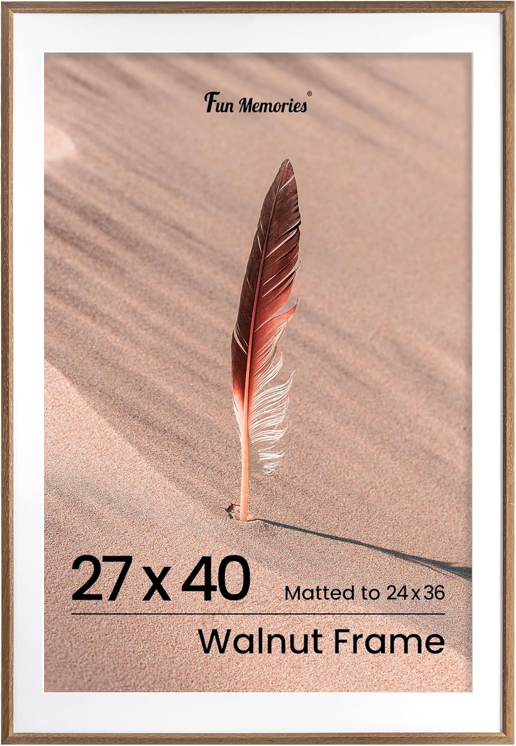 Fun Memories 27x40 Poster Frame, Solid Oak Wood Picture Frames, Modern Photo Fra...