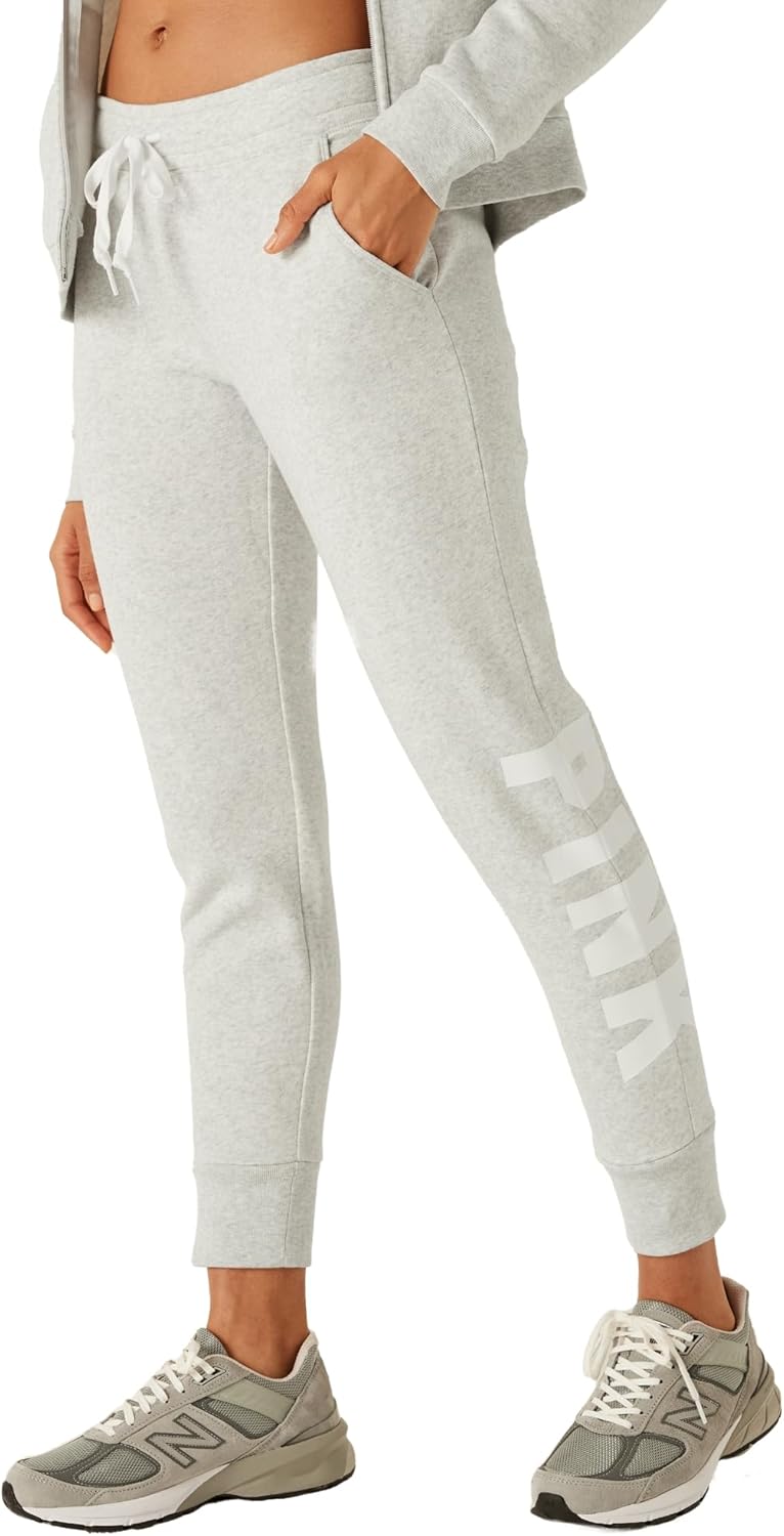 Victoria's Secret Women's Pink Logo Fleece Jogger Sweatpants, (XS-XXL) Medium He...