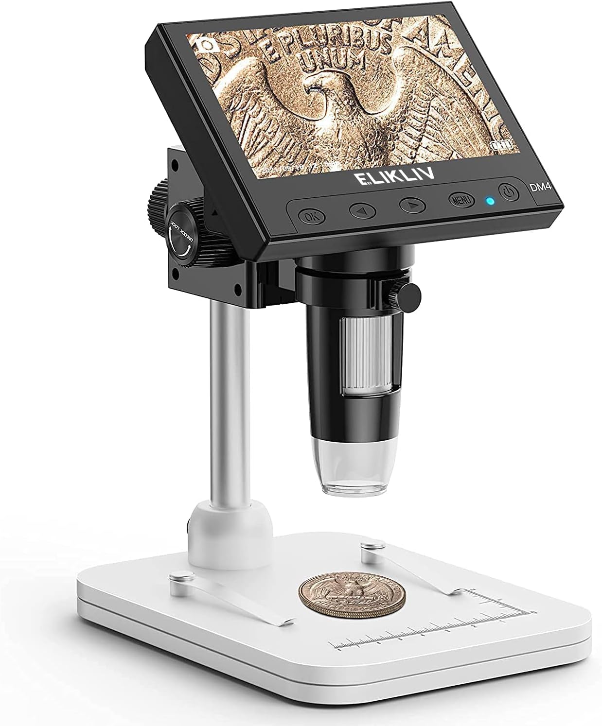 Elikliv Microscope, LCD Digital Coin Microscope 1000x, Coin Magnifier with 8 Adj...