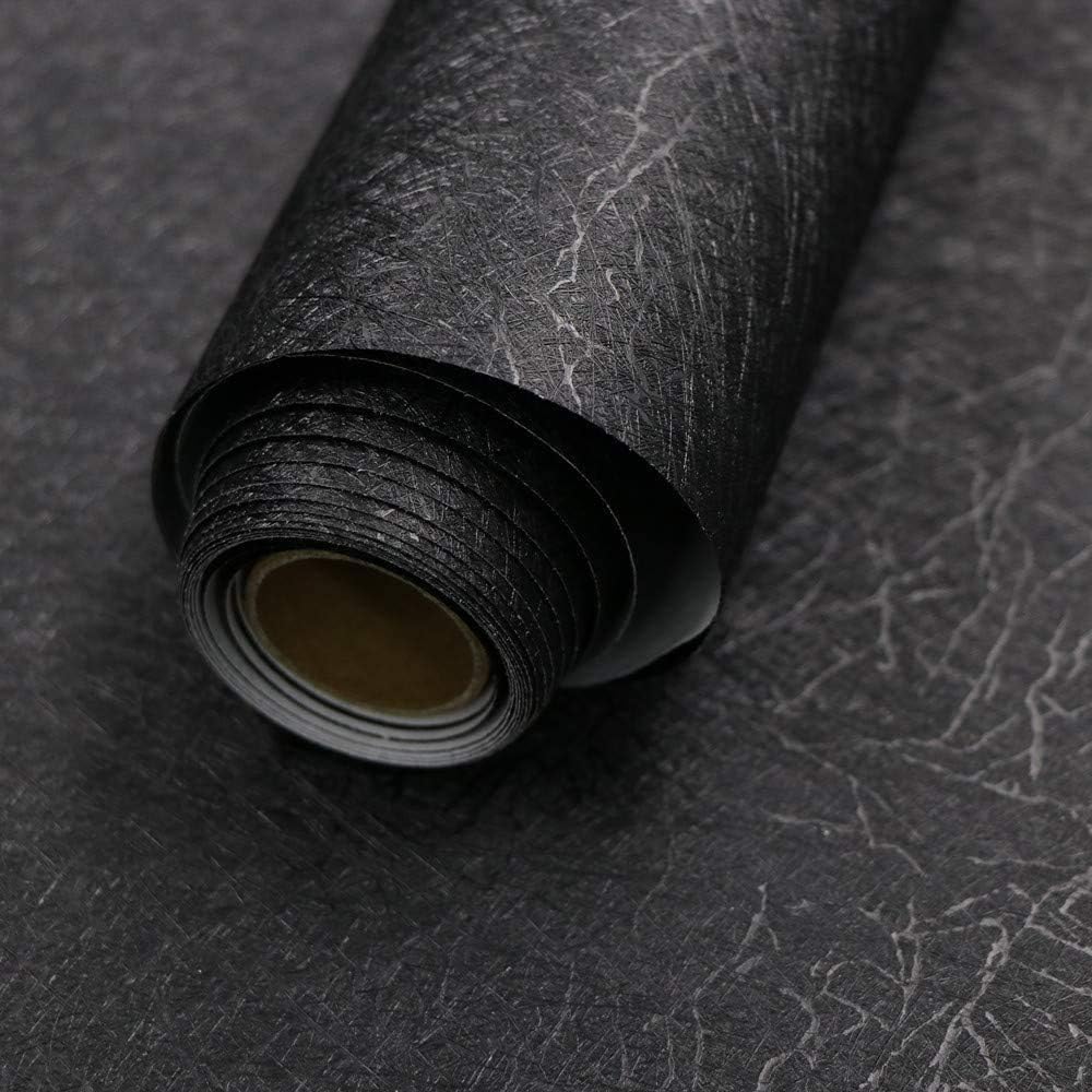 Abyssaly Black Silk Wallpaper Embossed Self Adhesive Peel and Stick Wallpaper Re...