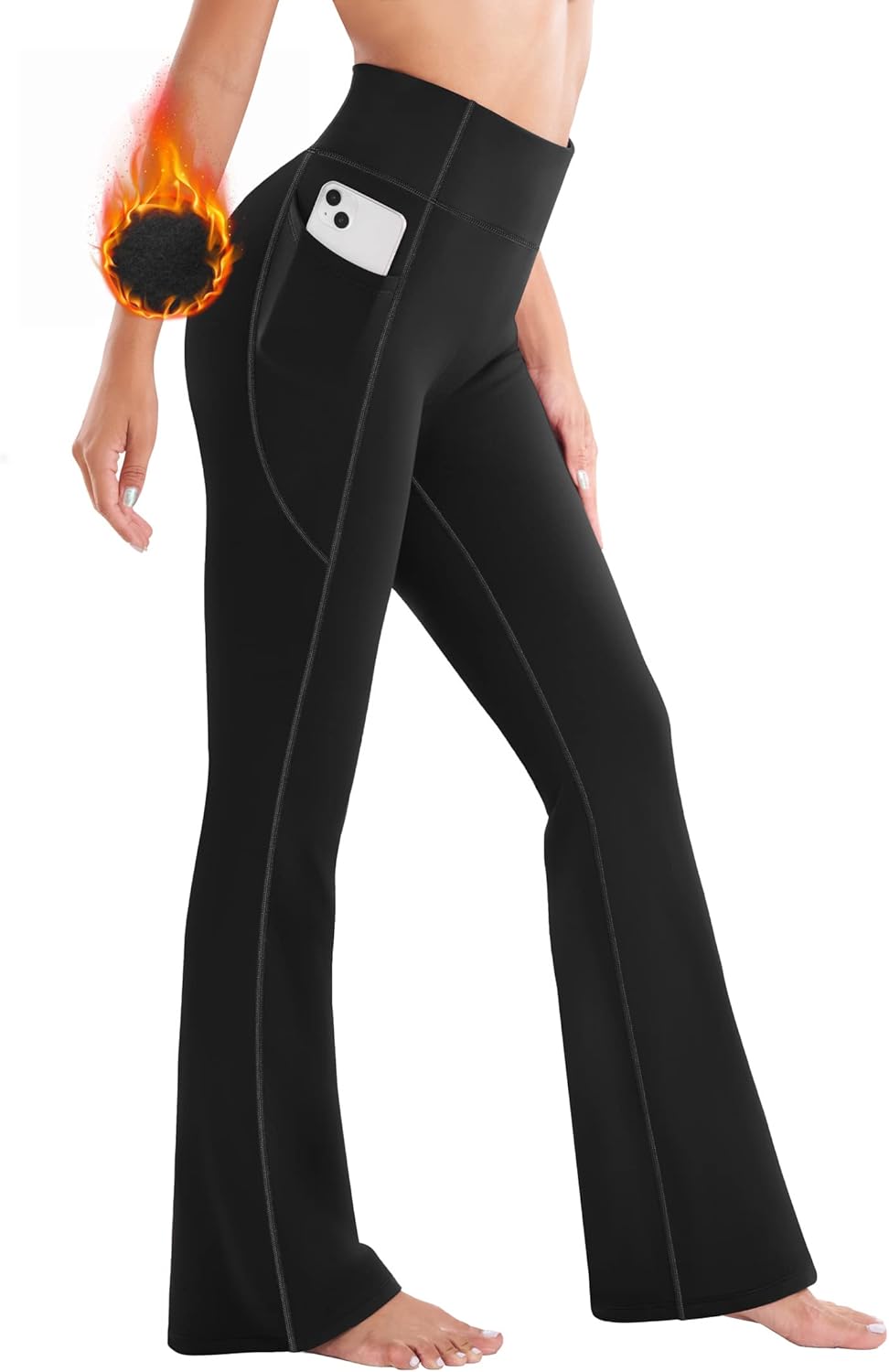 Ewedoos Fleece Lined Pants Women Thermal Yoga Pants with Pockets High Waist Warm...