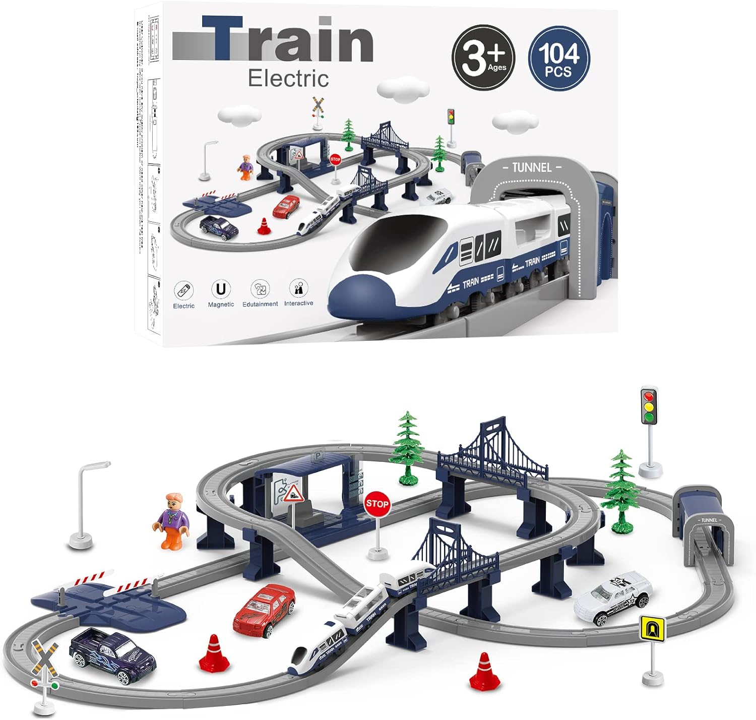 XIAPIA Electric Train Sets Railway Learning Educational Toys for Kids Boys Girls...