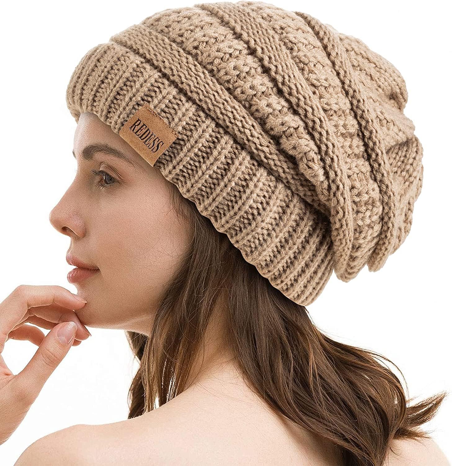 REDESS Slouchy Beanie Hat for Women Winter Warm Chunky Soft Oversized Cable Knit...