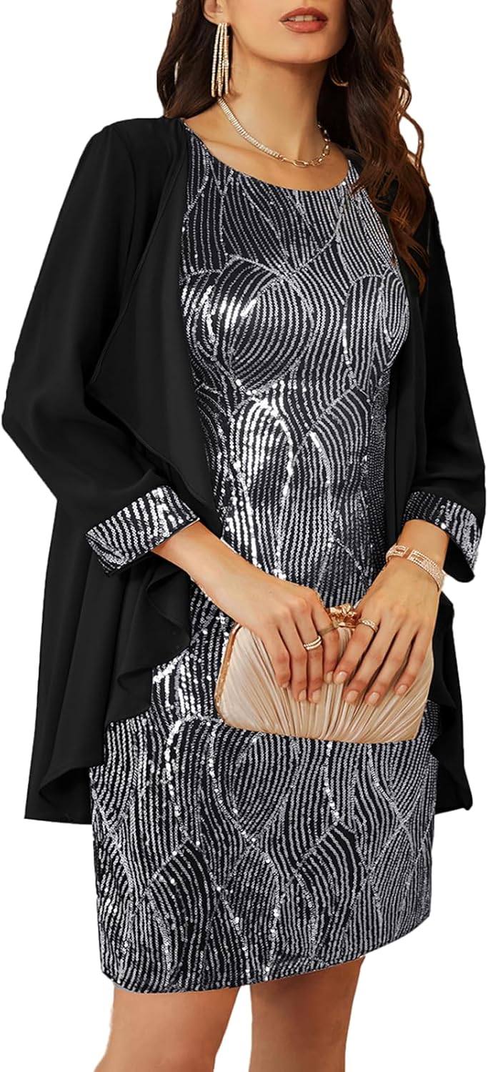 GRACE KARIN Women's Sequin Dress Wedding Guest Dresses Mother of The Bride Dress...