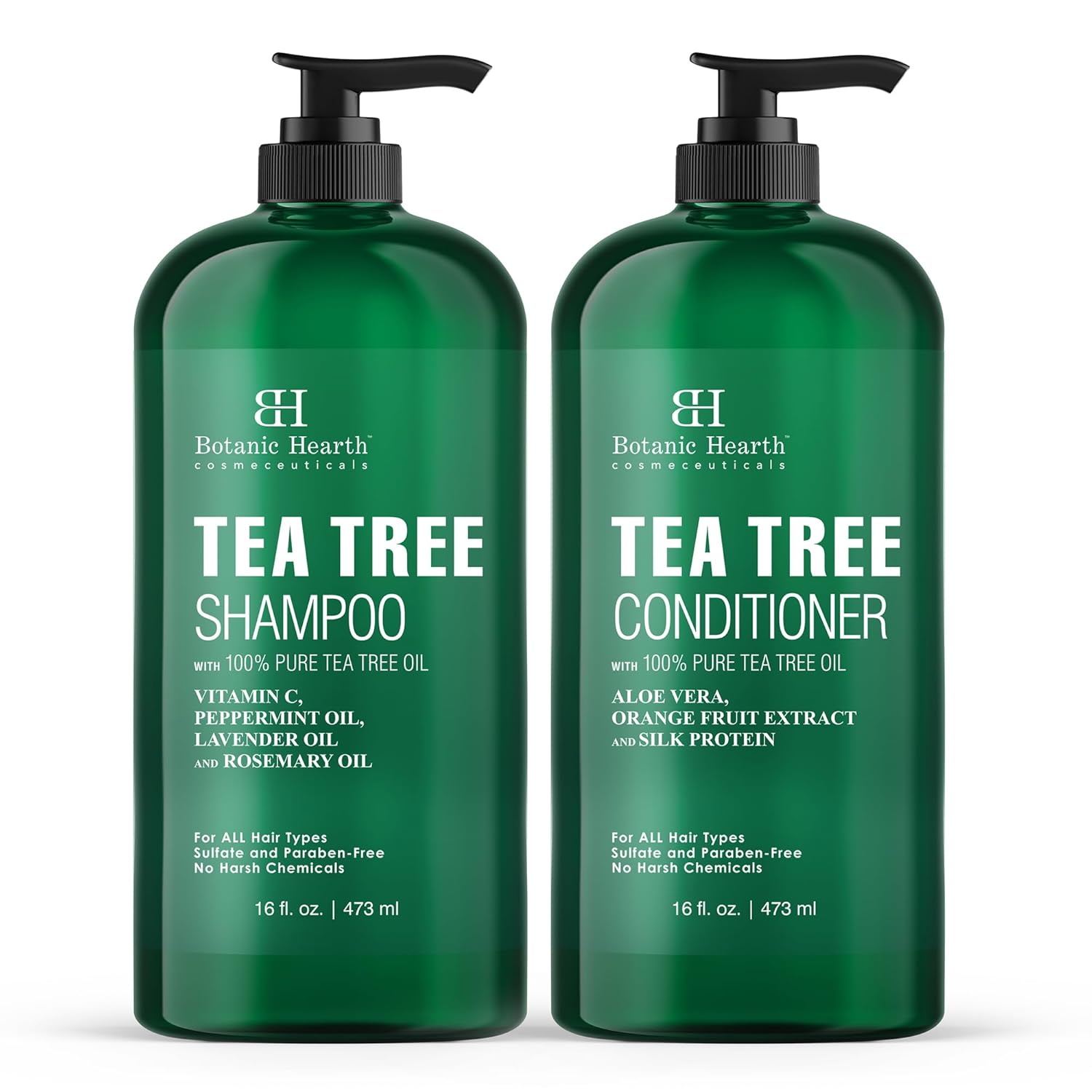 Botanic Hearth Shampoo and Conditioner Set - with 100% Pure Tea Tree Oil, for It...