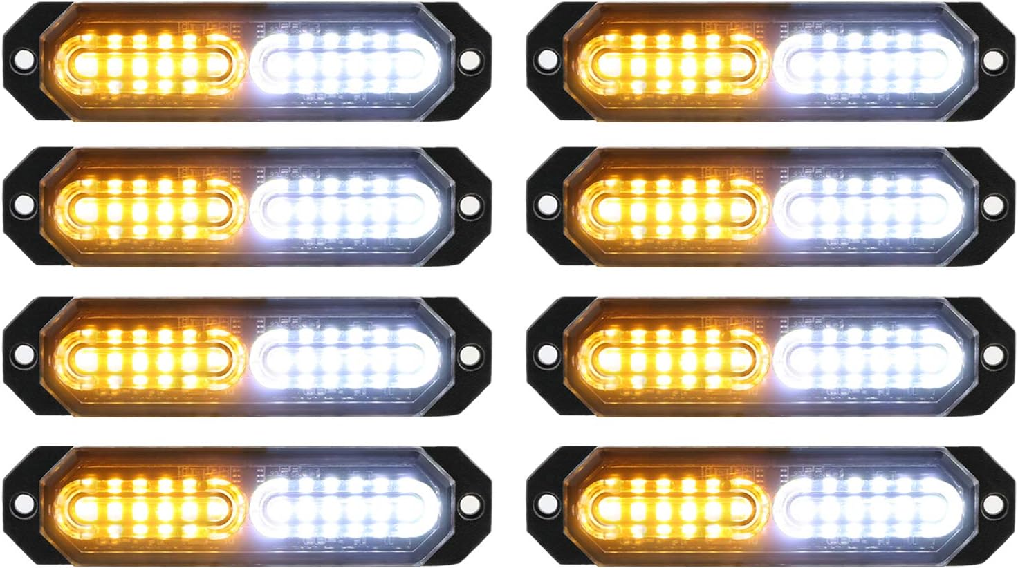 ASPL 8pcs Sync Feature Ultra Slim 12-LED Surface Mount Flashing Strobe Lights fo...